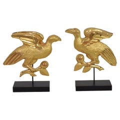 Pair of 19th Century French Carved Giltwood Birds in Neoclassic Style