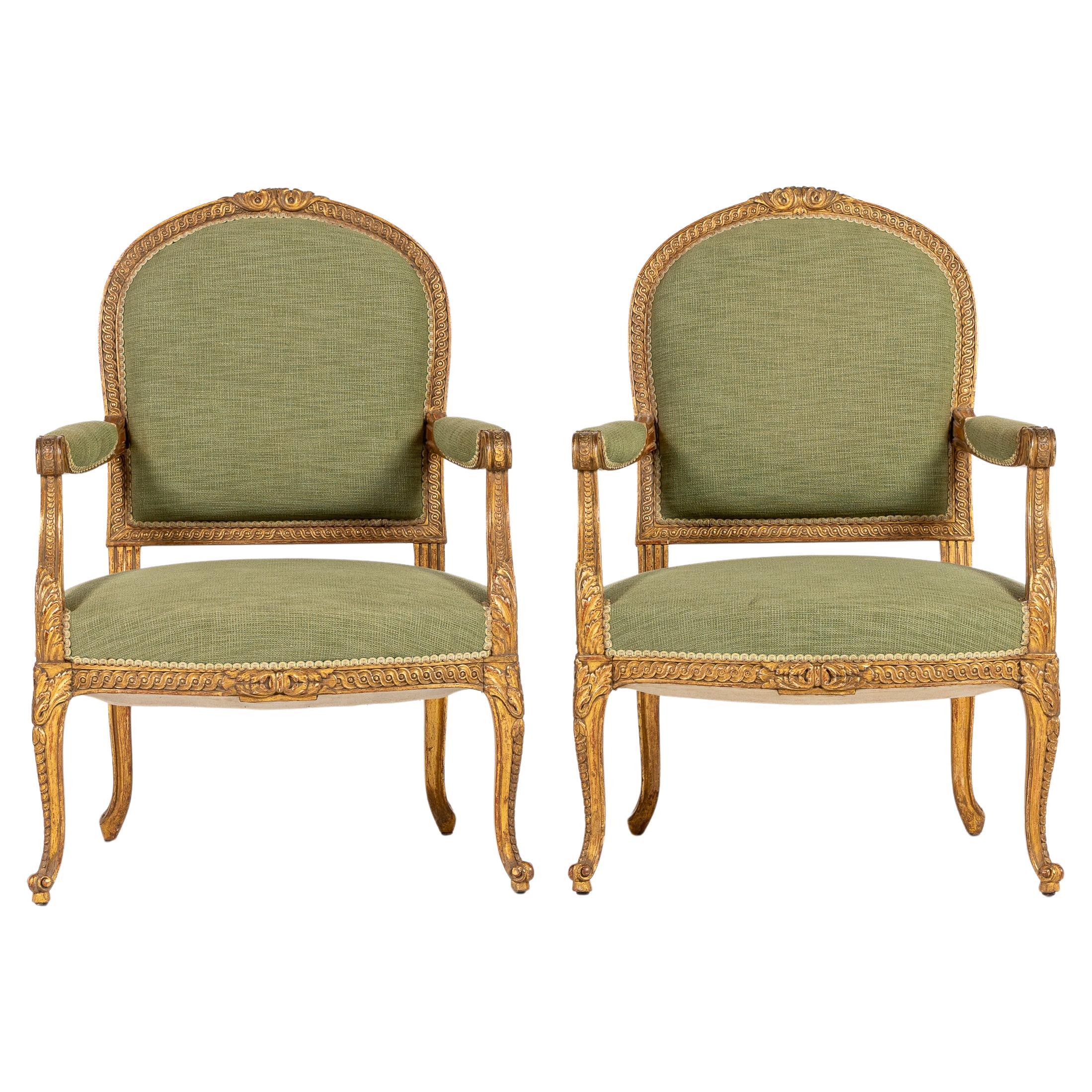 Pair of 19th Century French Carved Giltwood Chairs