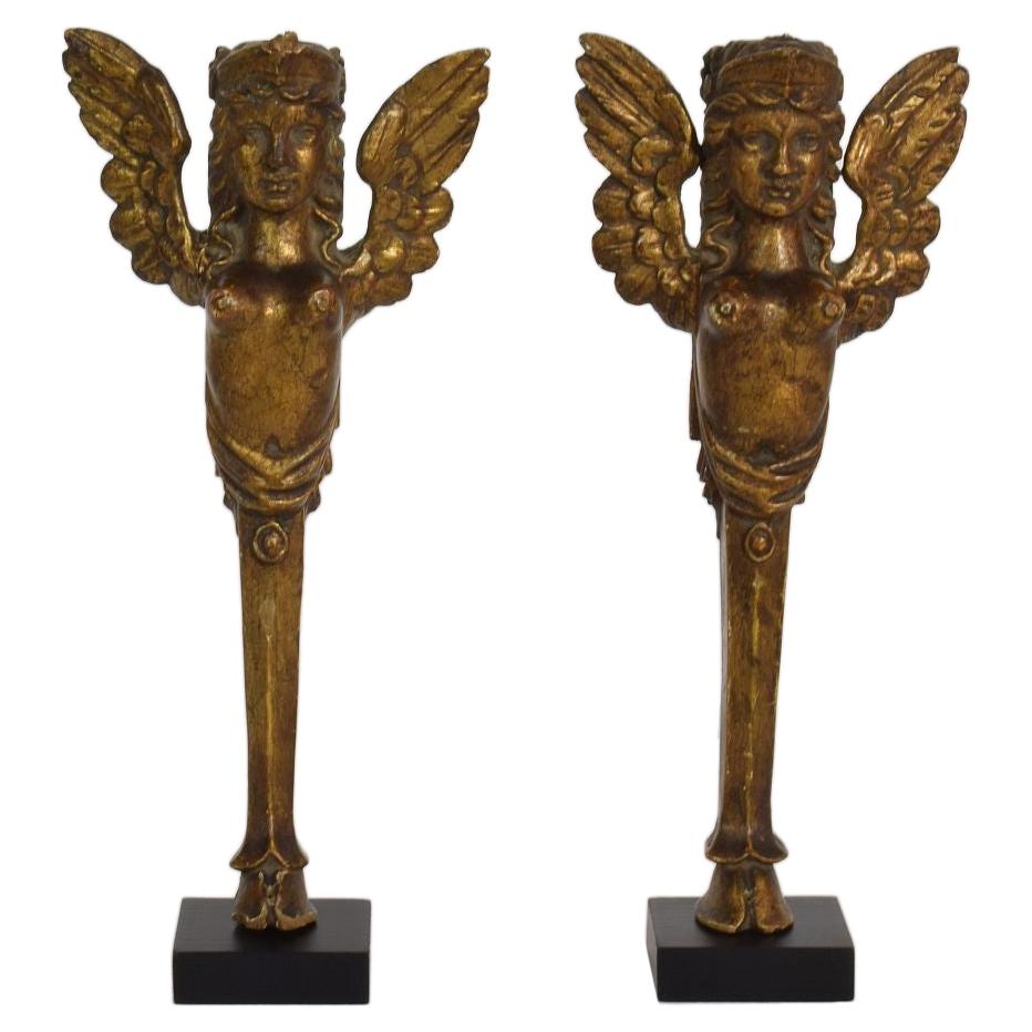 Pair of 19th Century French Carved Giltwood Neoclassical Ornaments
