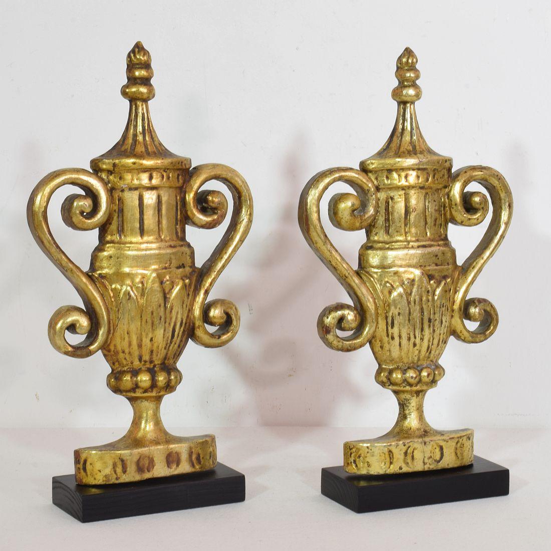 Neoclassical Pair of 19th Century French Carved Giltwood Ornaments