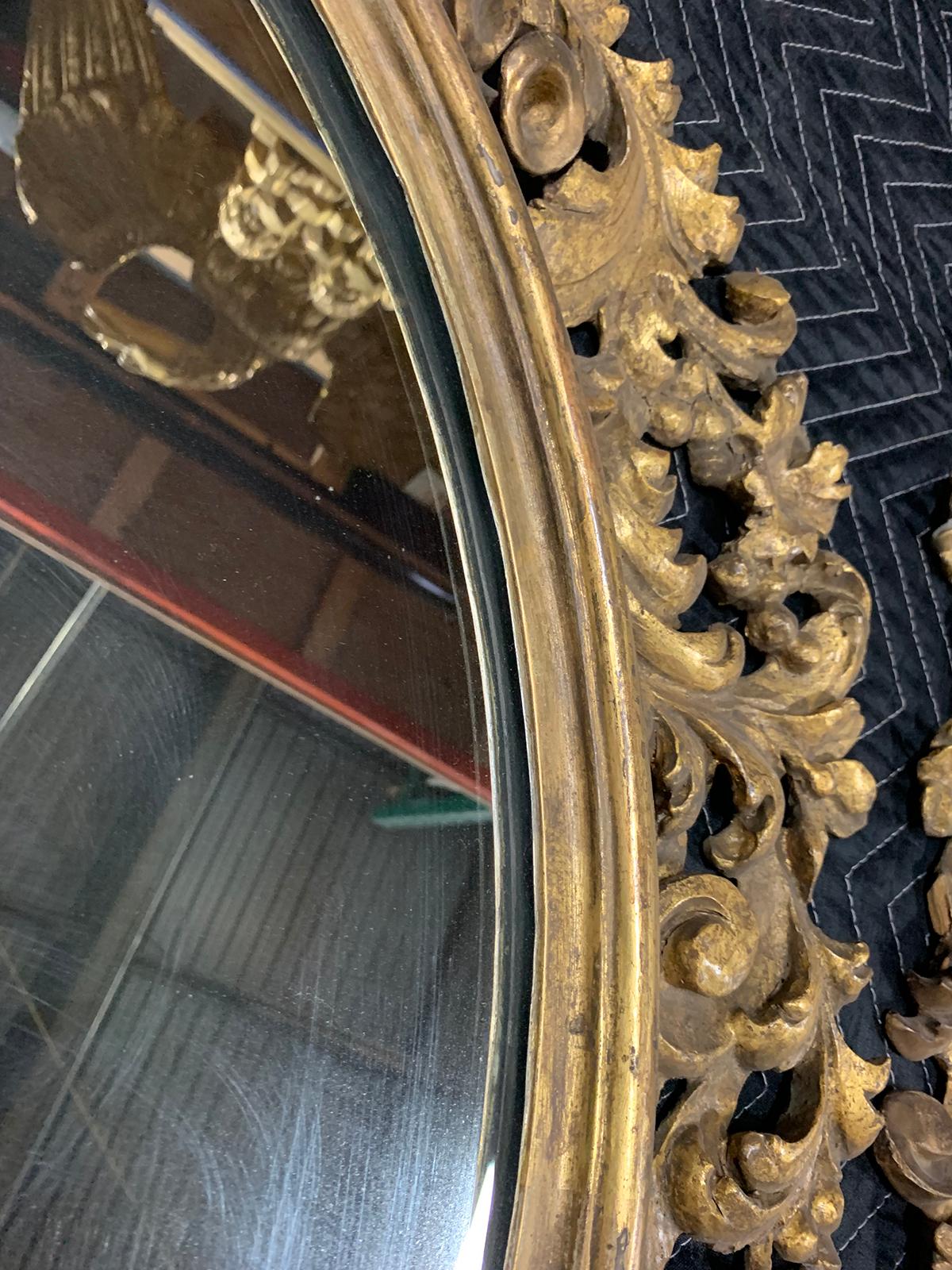 Pair of 19th Century English Carved Giltwood Oval Mirrors For Sale 5