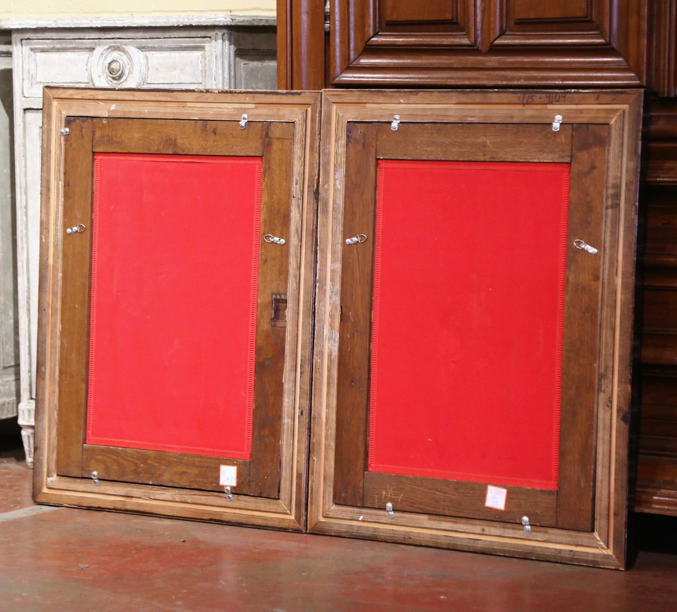 Pair of 19th Century, French Carved Oak Wall Door Panels in Gilt Frames For Sale 3