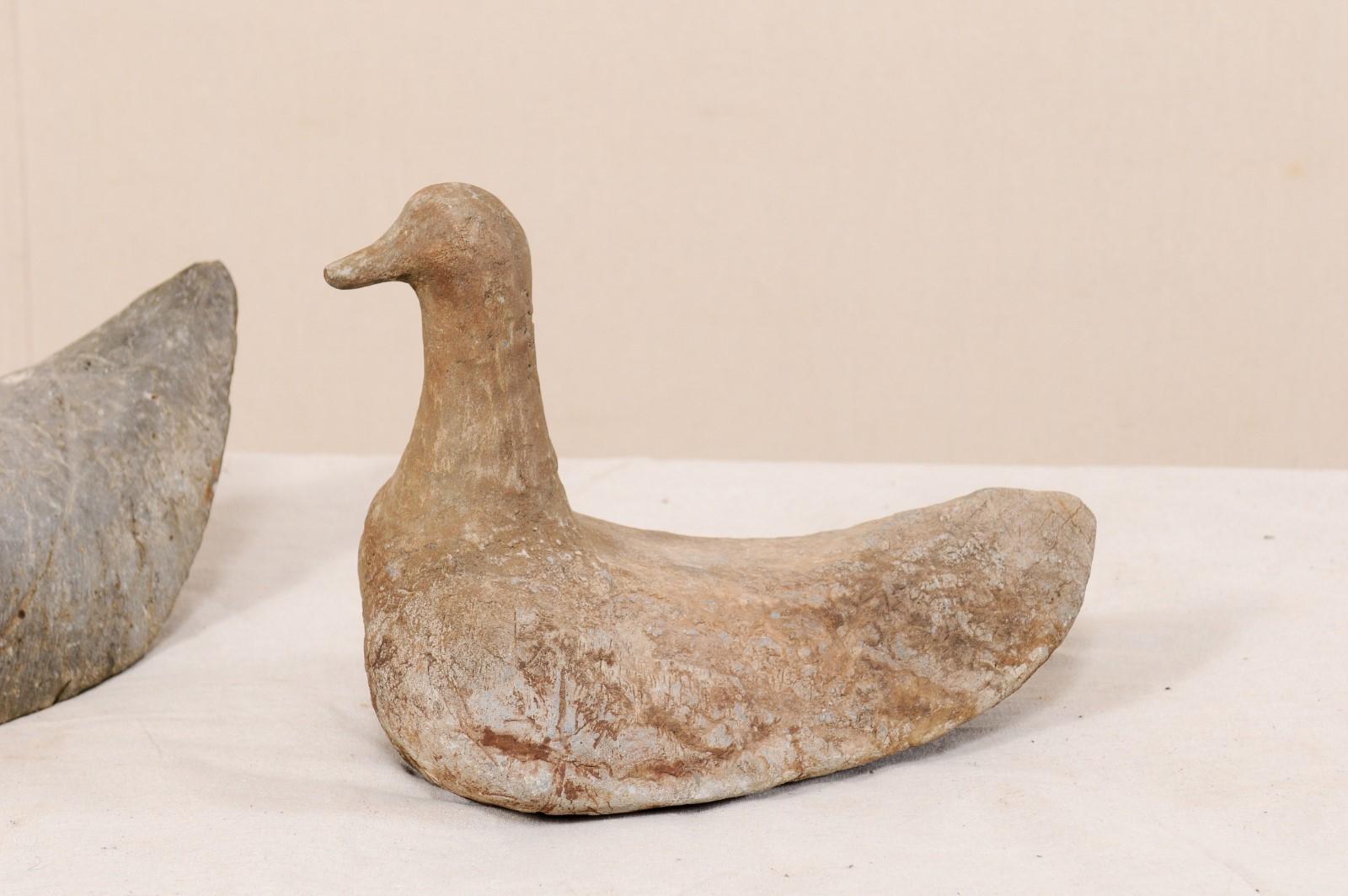 Pair of 19th Century French Carved Stone Ducks For Sale 4