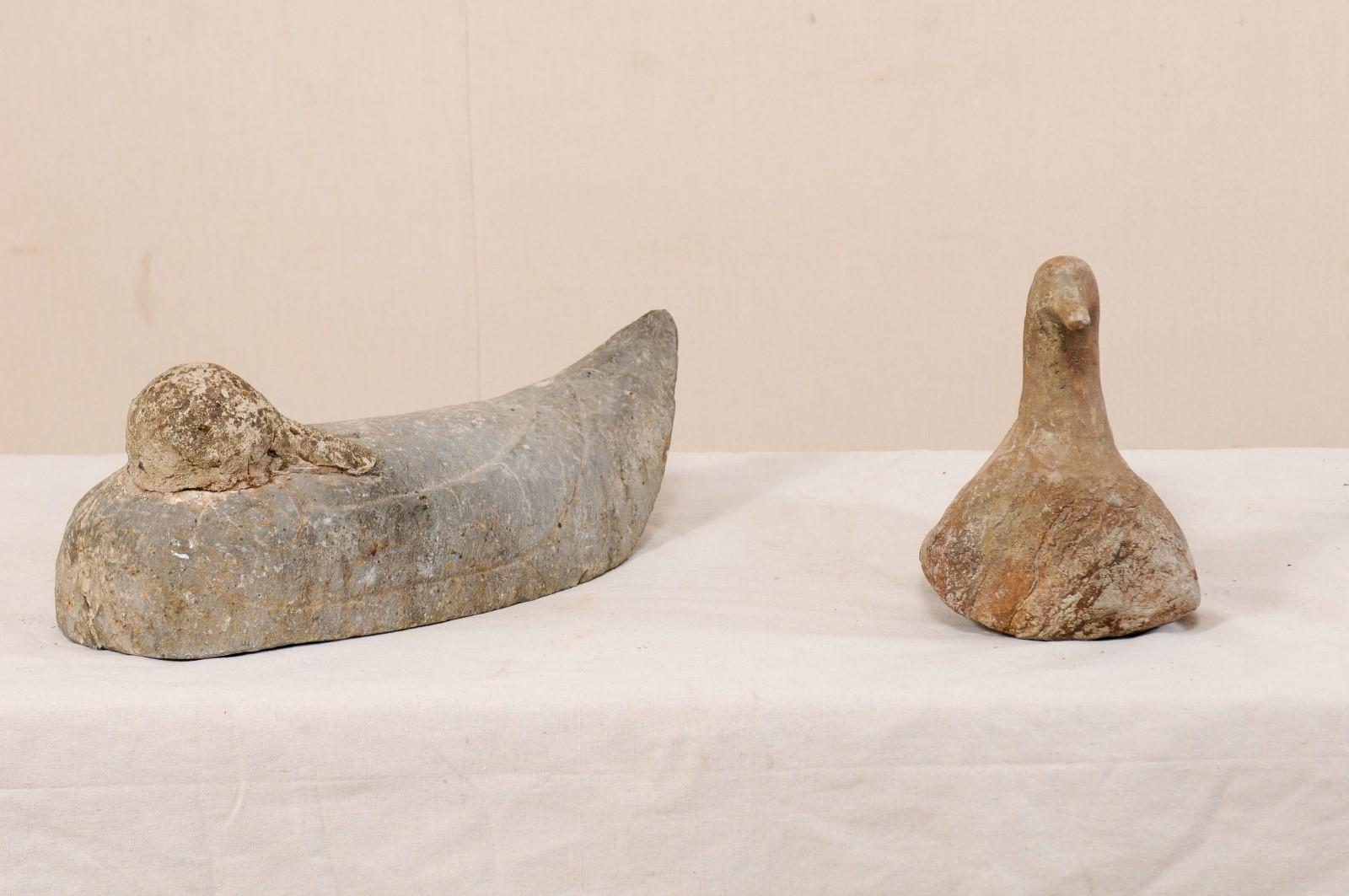 Pair of 19th Century French Carved Stone Ducks 2