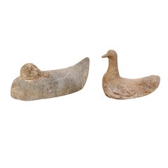 Vintage Pair of 19th Century French Carved Stone Ducks