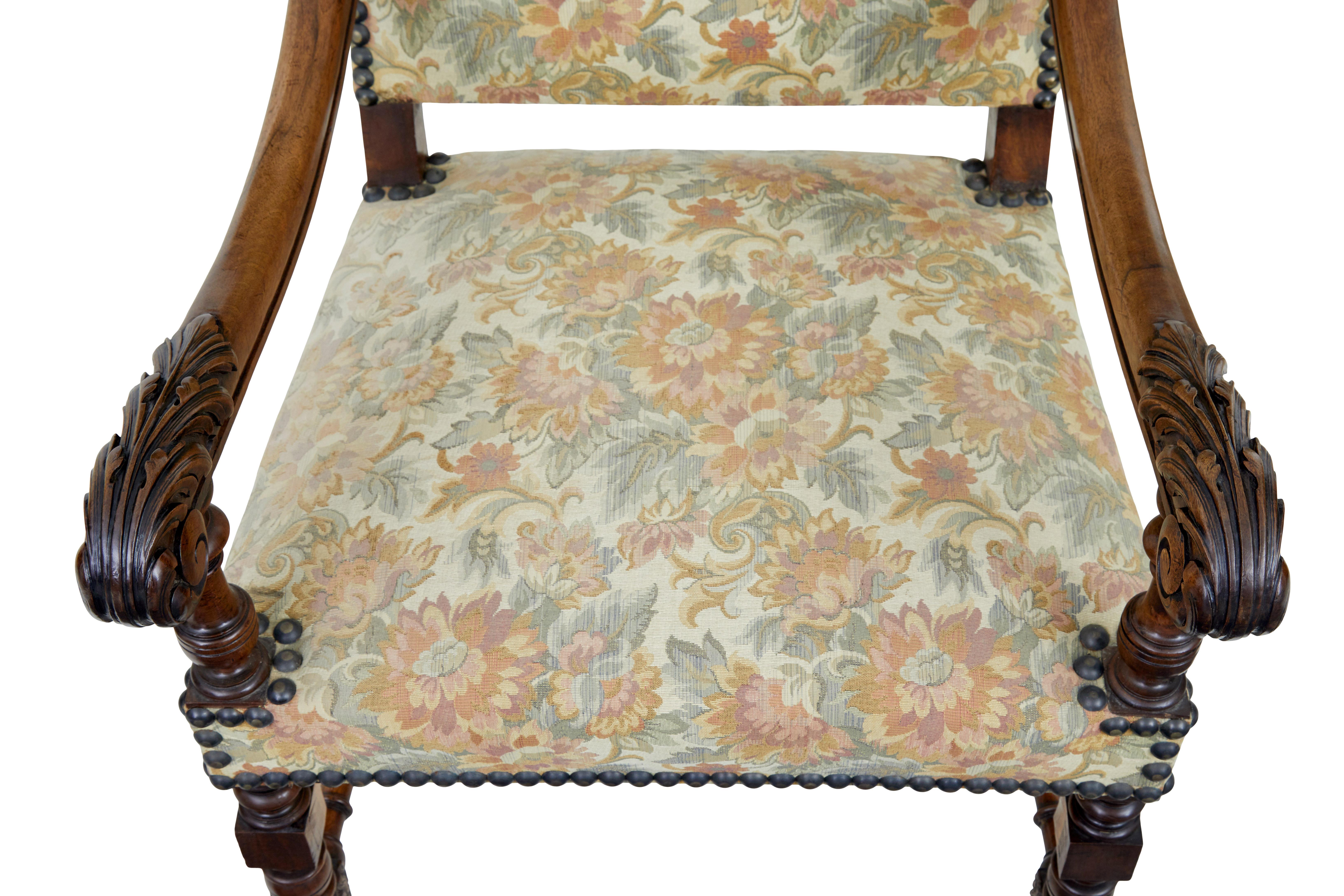 Pair of 19th century French carved walnut armchairs For Sale at 1stDibs
