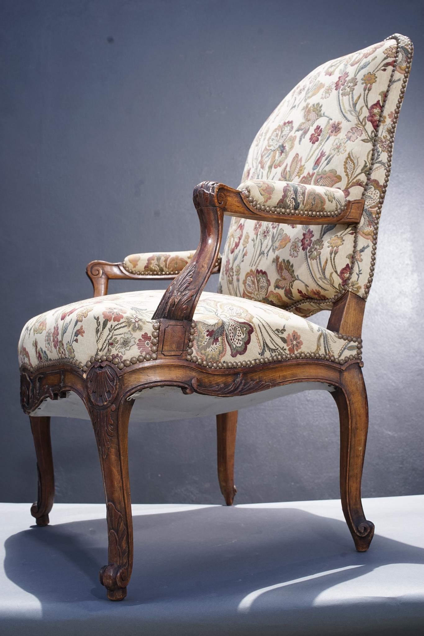 Pair of 19th Century French Carved Walnut Armchairs 2