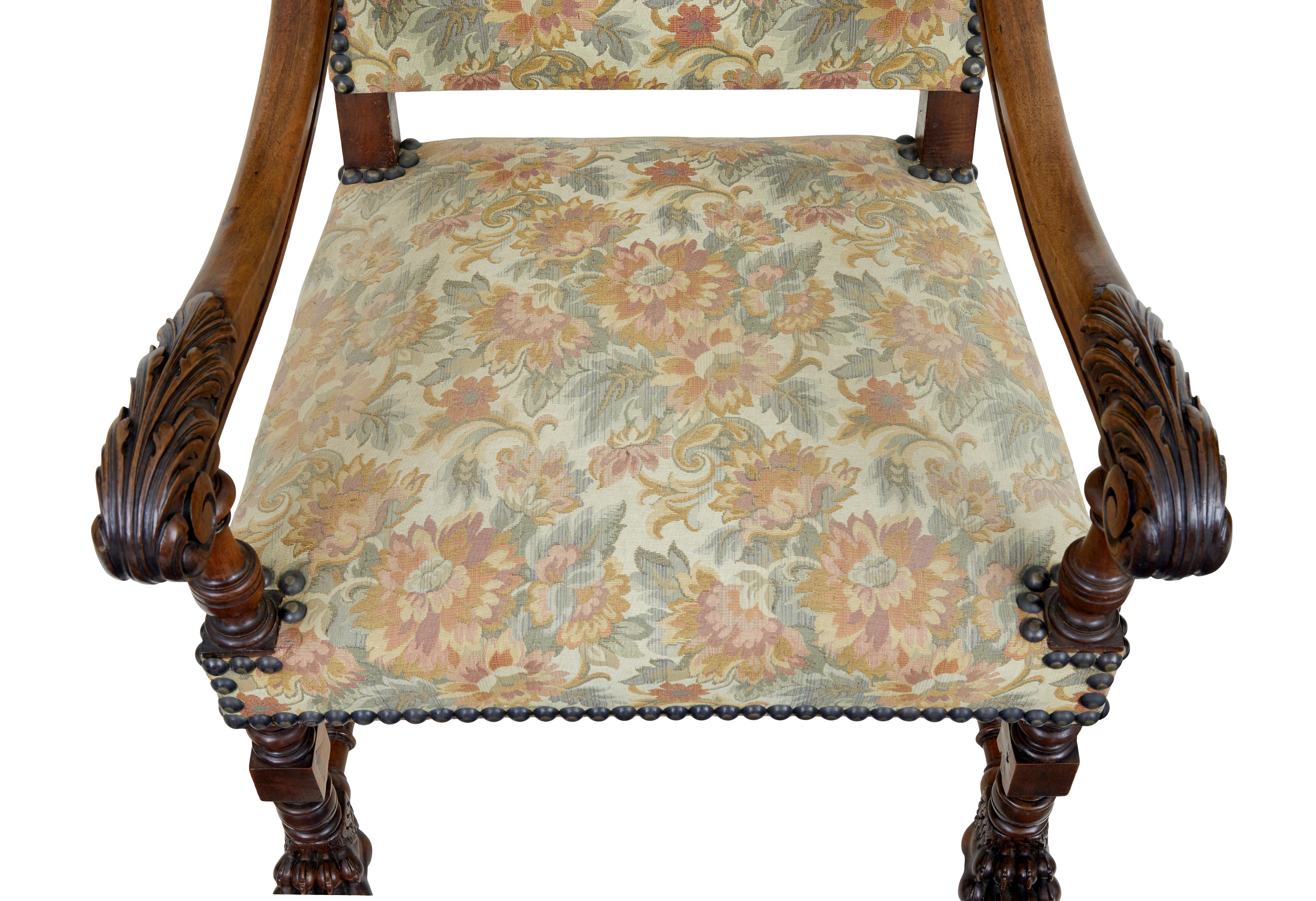 Pair of 19th century French carved walnut armchairs For Sale at 1stDibs