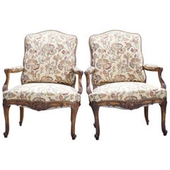 Pair of 19th Century French Carved Walnut Armchairs