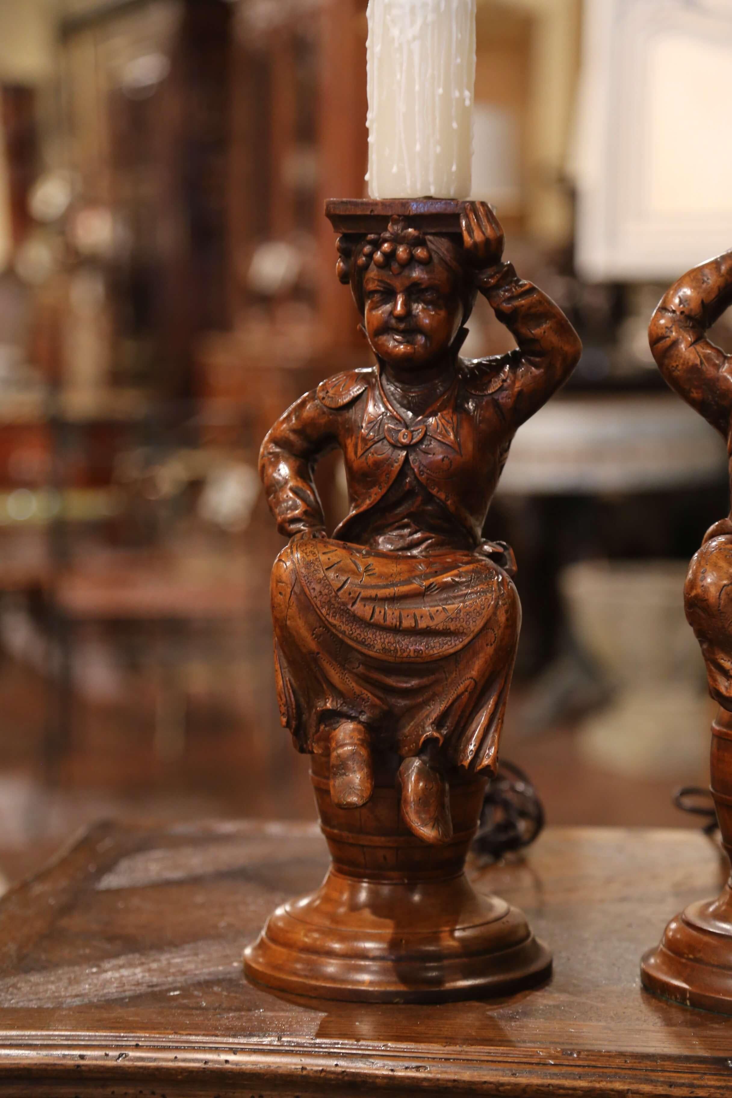 Pair of 19th Century French Carved Walnut 