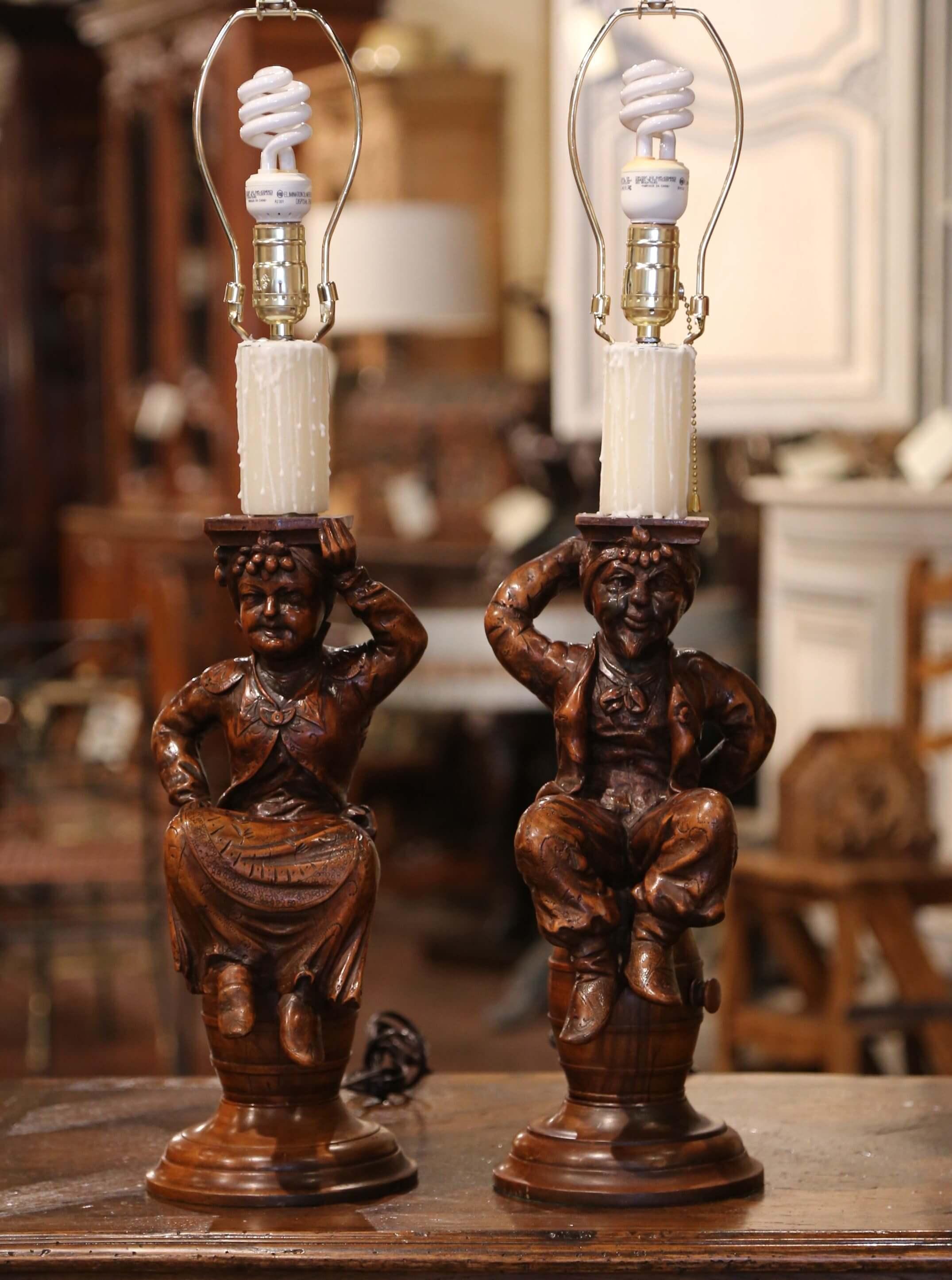 Decorate a wine cellar or a bar with this pair of antique 