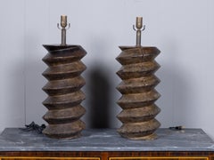 Pair of 19th Century French Carved Wood Fragments Mounted as Table Lamps