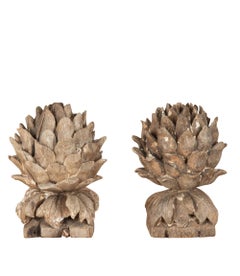 Pair of 19th Century French Carved Wooden Artichokes