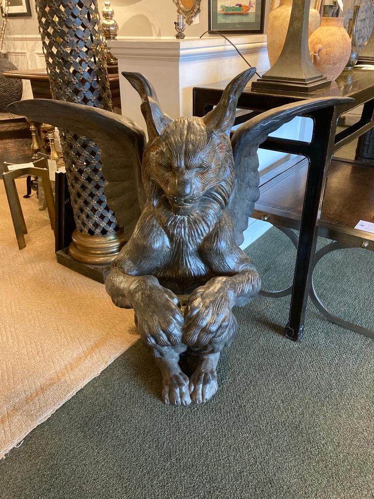 Pair of 19th Century French Cast Architectural Iron Gargoyles, Large