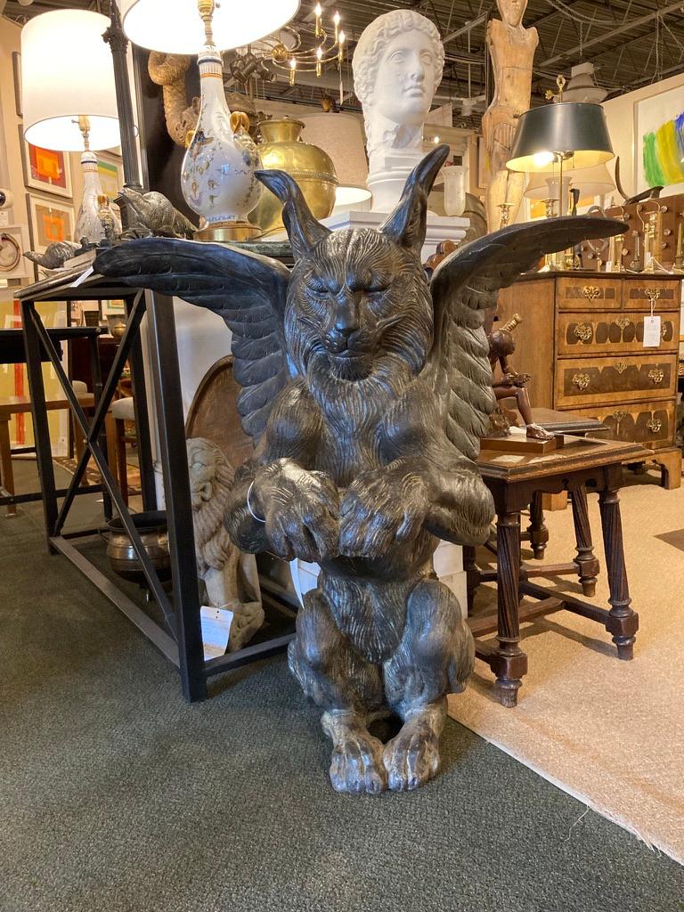 Pair of 19th Century French Cast Architectural Iron Gargoyles, Large