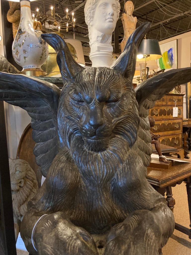 Pair of 19th Century French Cast Architectural Iron Gargoyles, Large