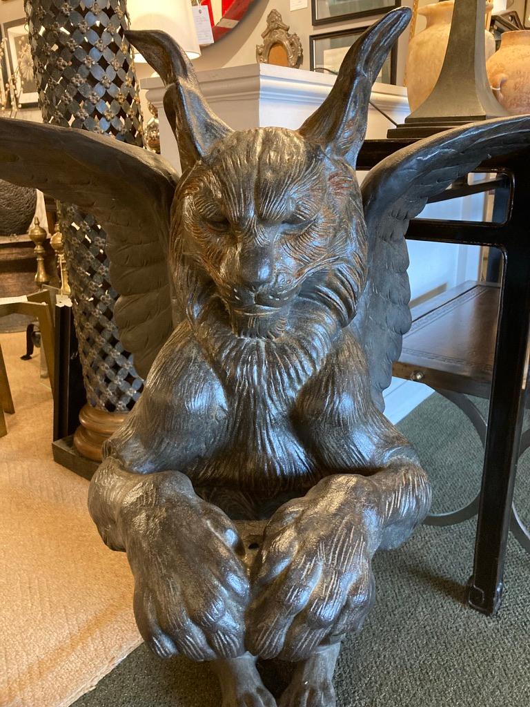 Pair of 19th Century French Cast Architectural Iron Gargoyles, Large