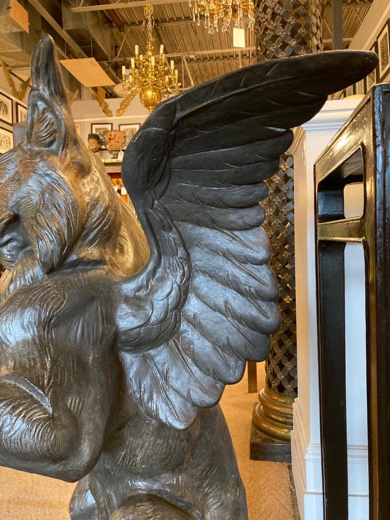 Pair of 19th Century French Cast Architectural Iron Gargoyles, Large