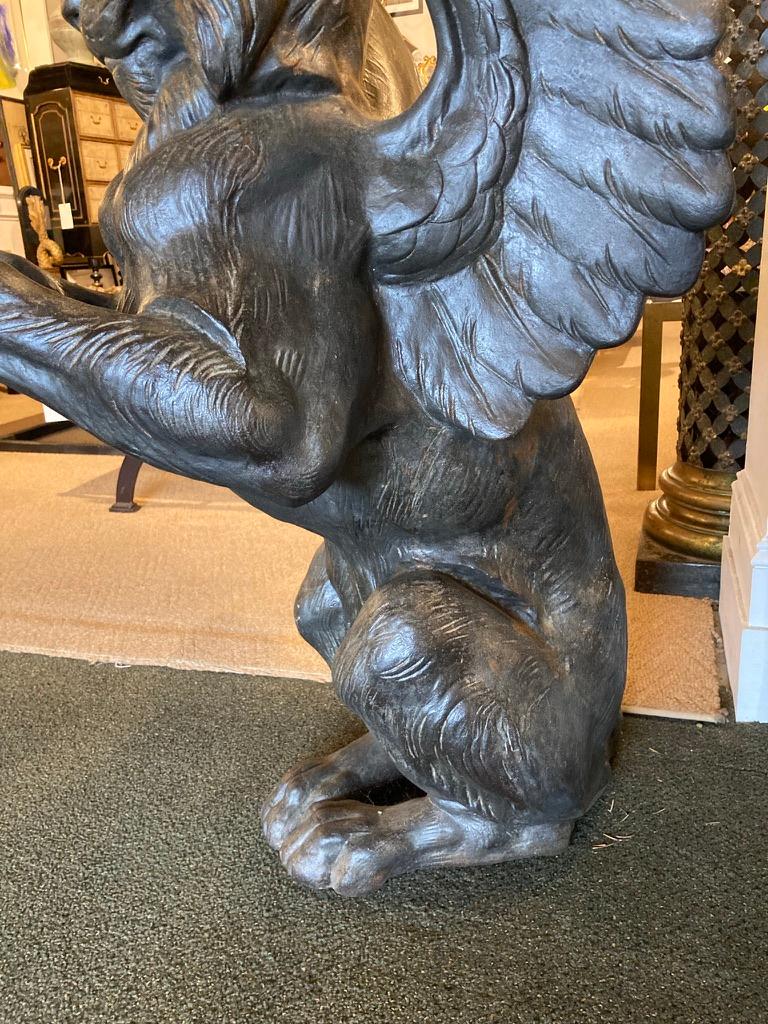 Pair of 19th Century French Cast Architectural Iron Gargoyles, Large