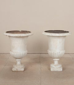 Pair of 19th Century French Cast Iron Campana Urns