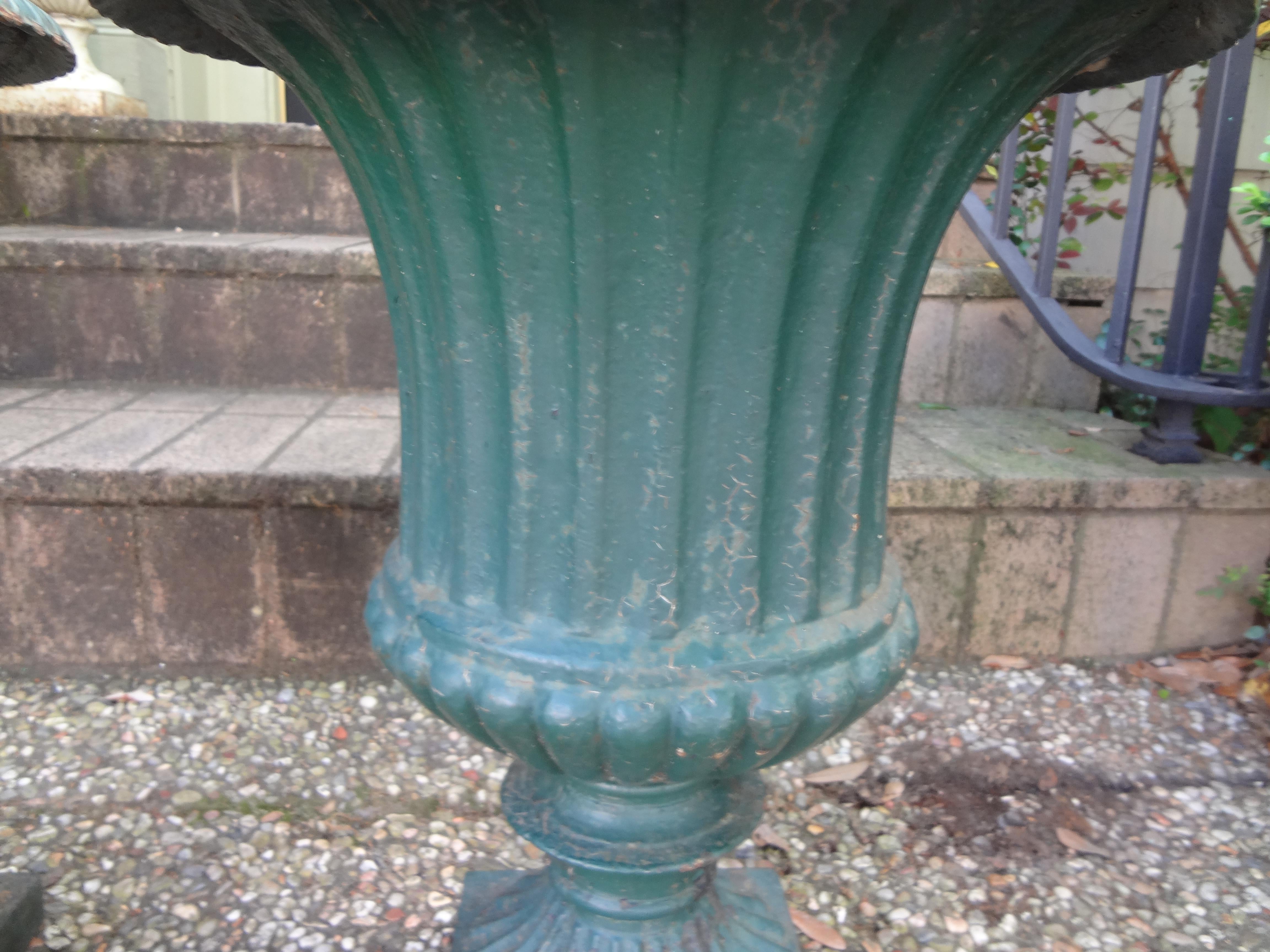 Pair of 19th Century French Cast Iron Garden Urns In Good Condition In Houston, TX