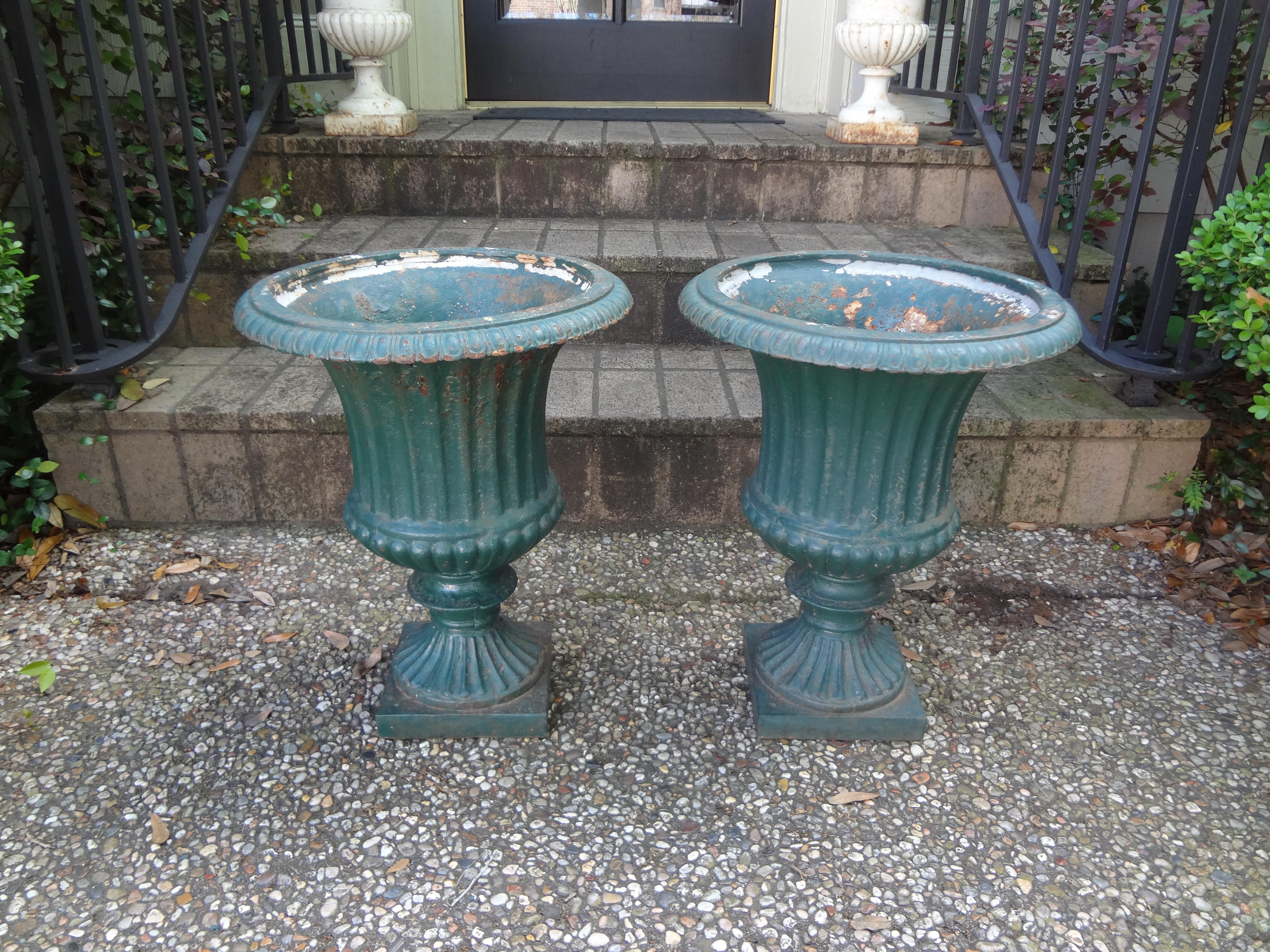 Pair of 19th Century French Cast Iron Garden Urns 2