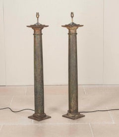 Pair of 19th Century French Cast Iron Column Floor Lamps