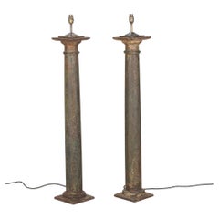Pair of 19th Century French Cast Iron Column Floor Lamps