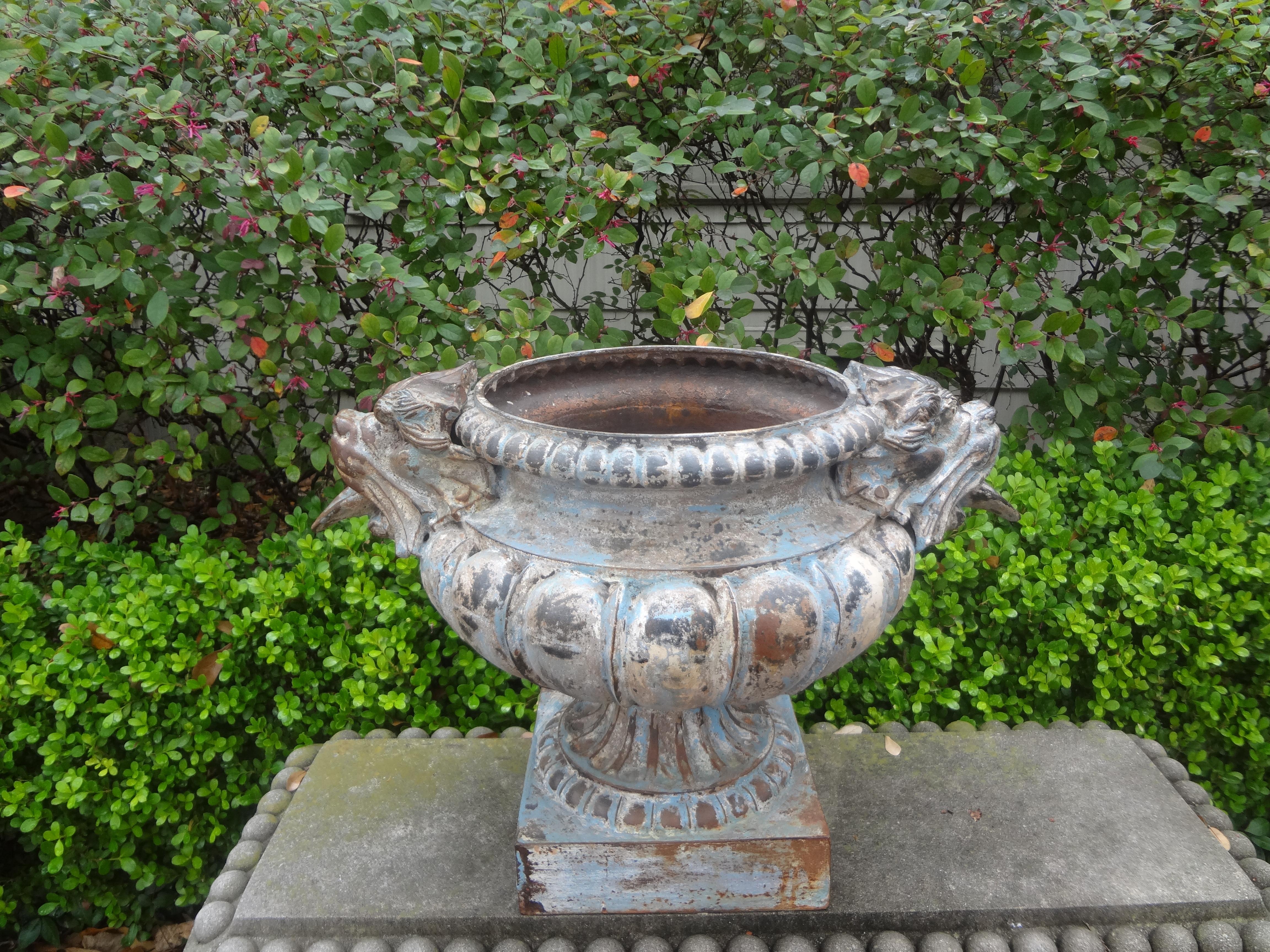 Pair of 19th Century French Cast Iron Garden Urns Attributed to Alfred Corneau For Sale 8