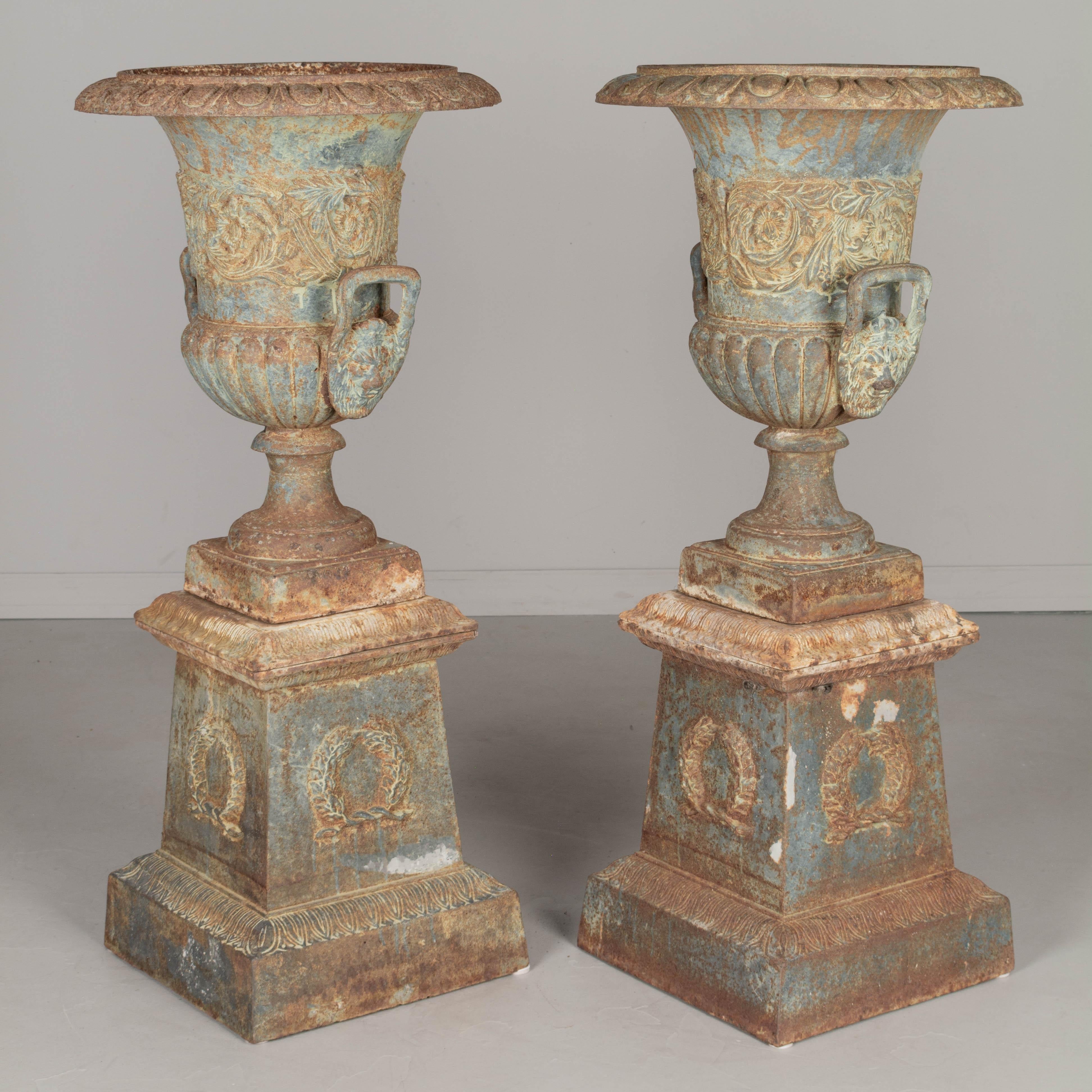 Pair of 19th Century French Cast Iron Garden Urns For Sale 6