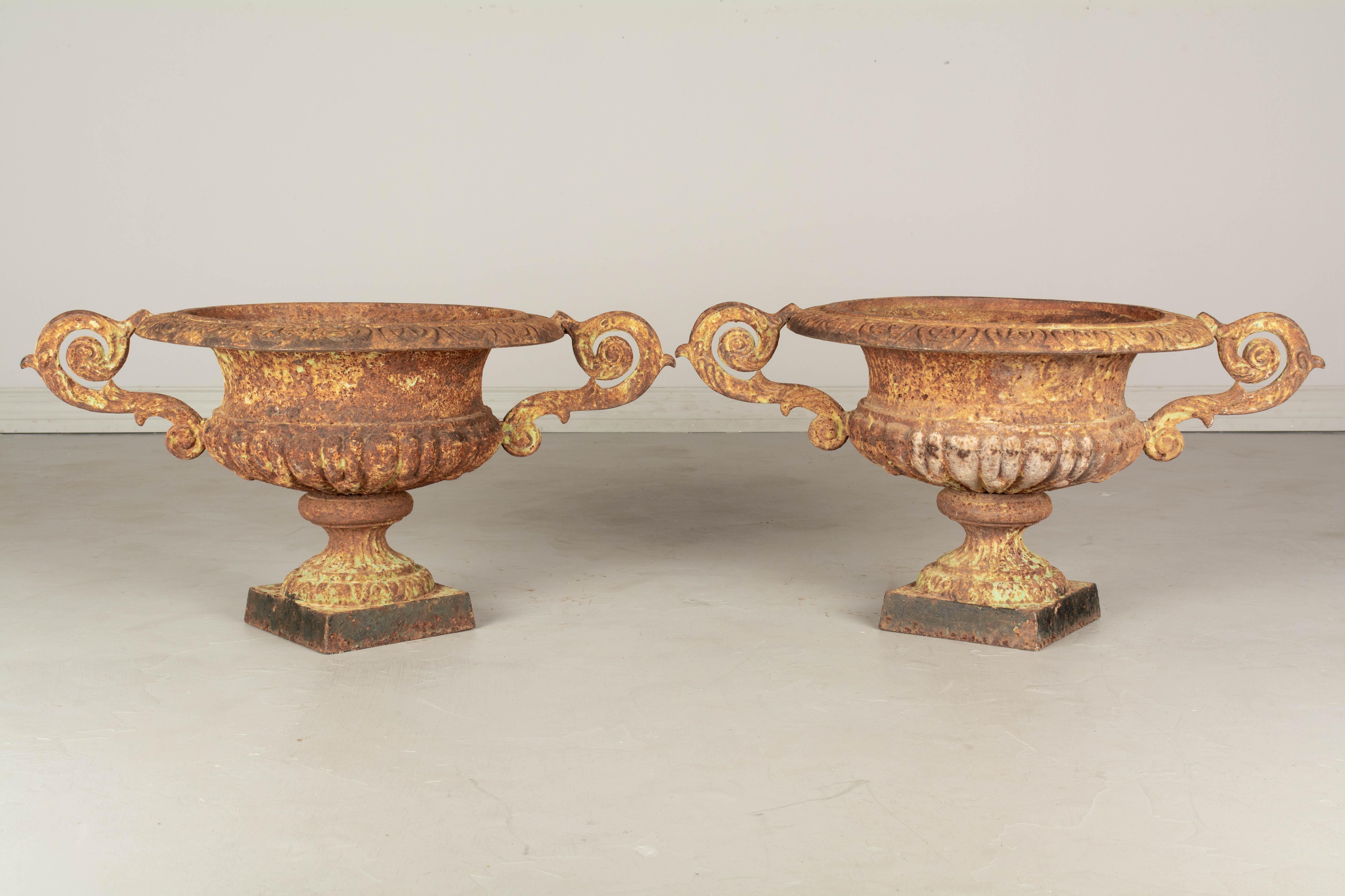 Pair of 19th Century French Cast Iron Garden Urns For Sale 7