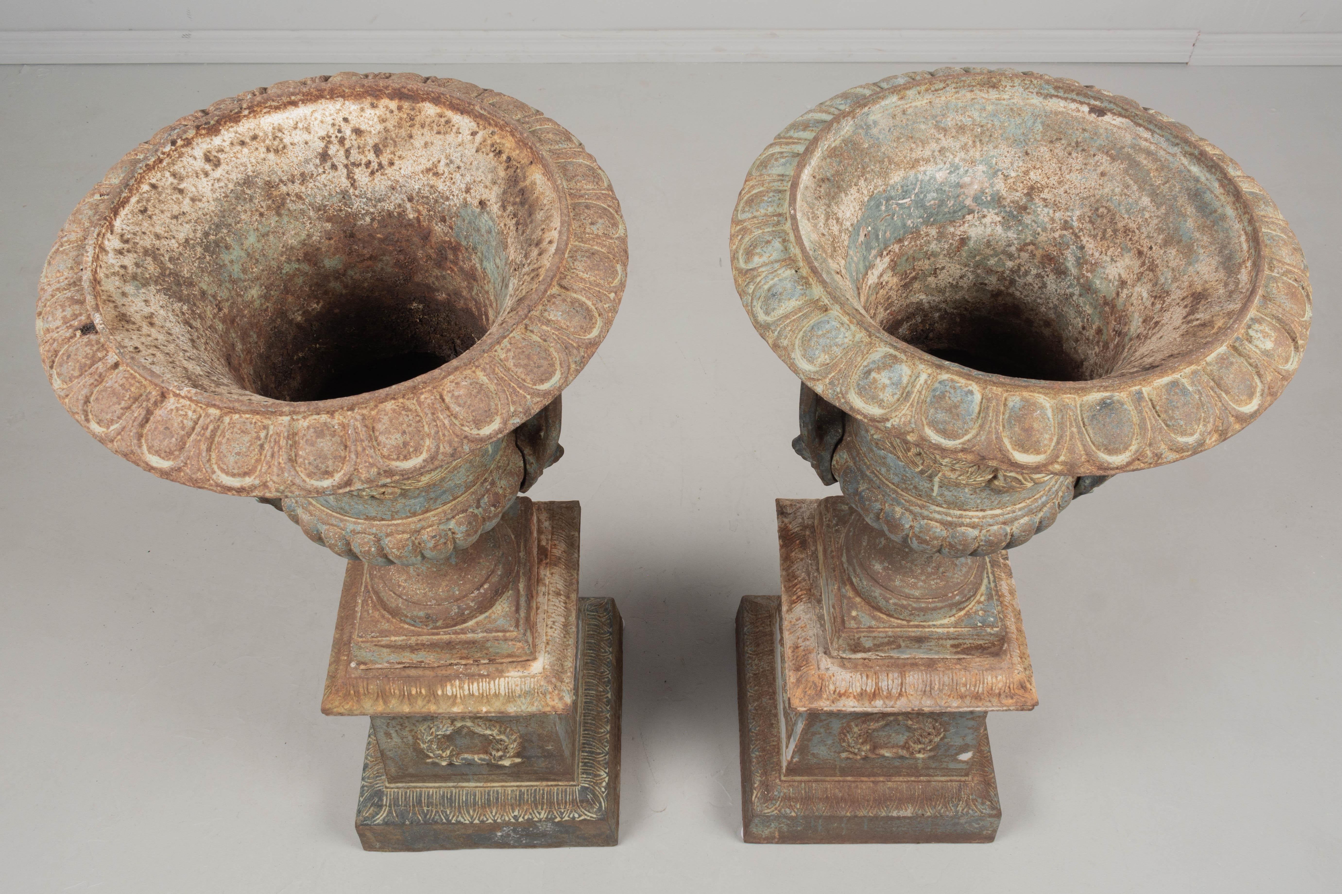 Pair of 19th Century French Cast Iron Garden Urns For Sale 9