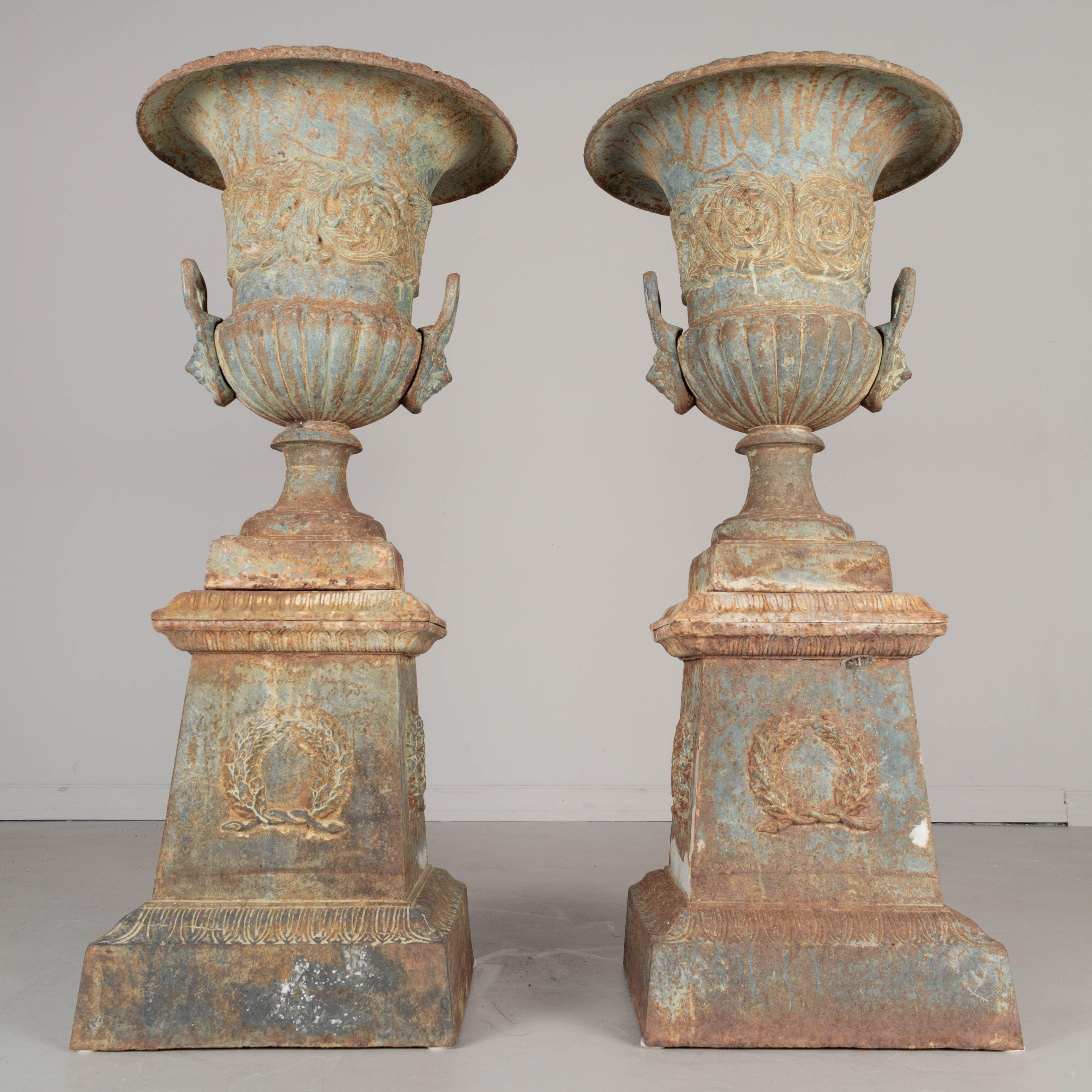 Pair of 19th Century French Cast Iron Garden Urns For Sale 10