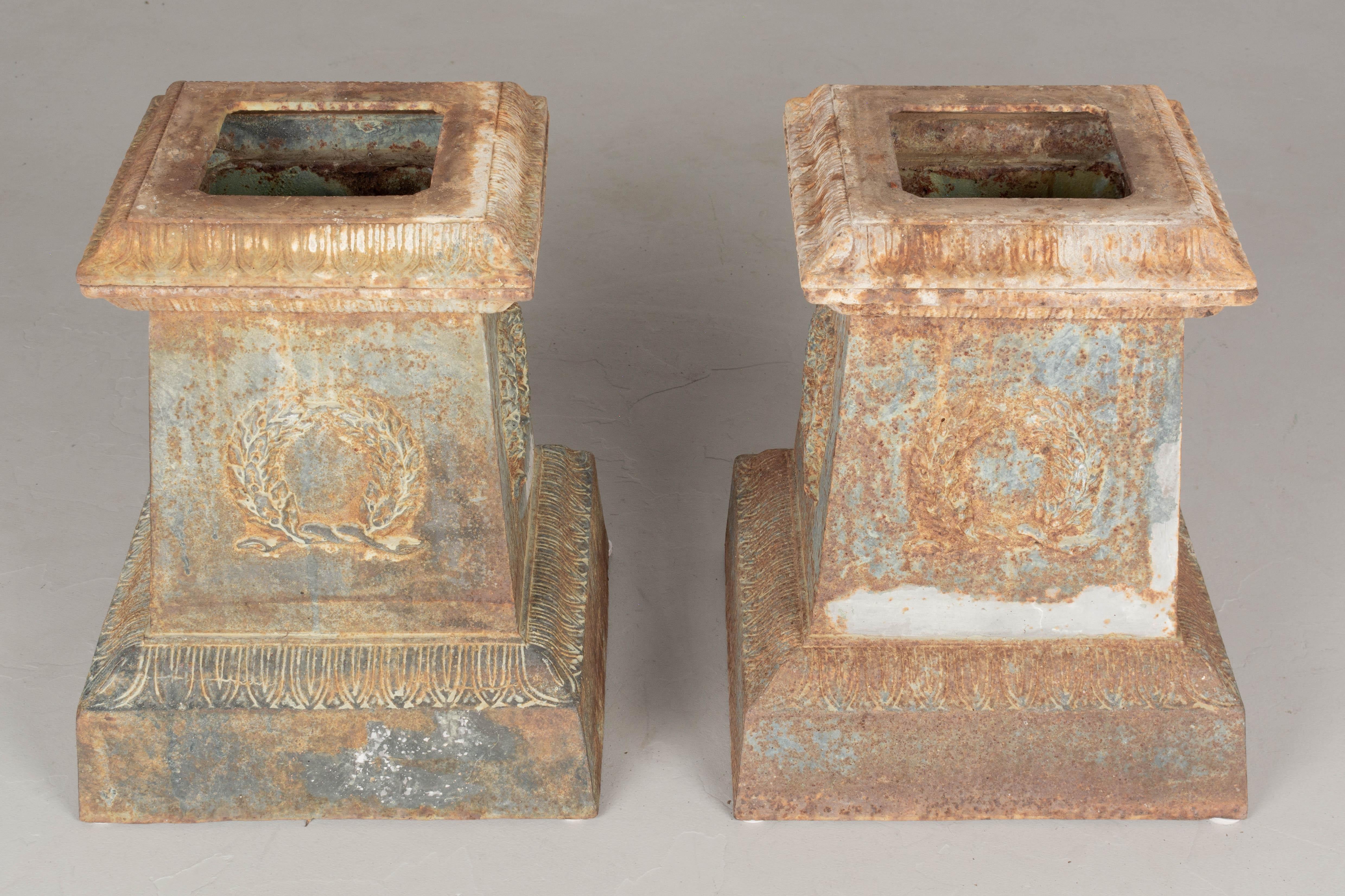 Pair of 19th Century French Cast Iron Garden Urns For Sale 14