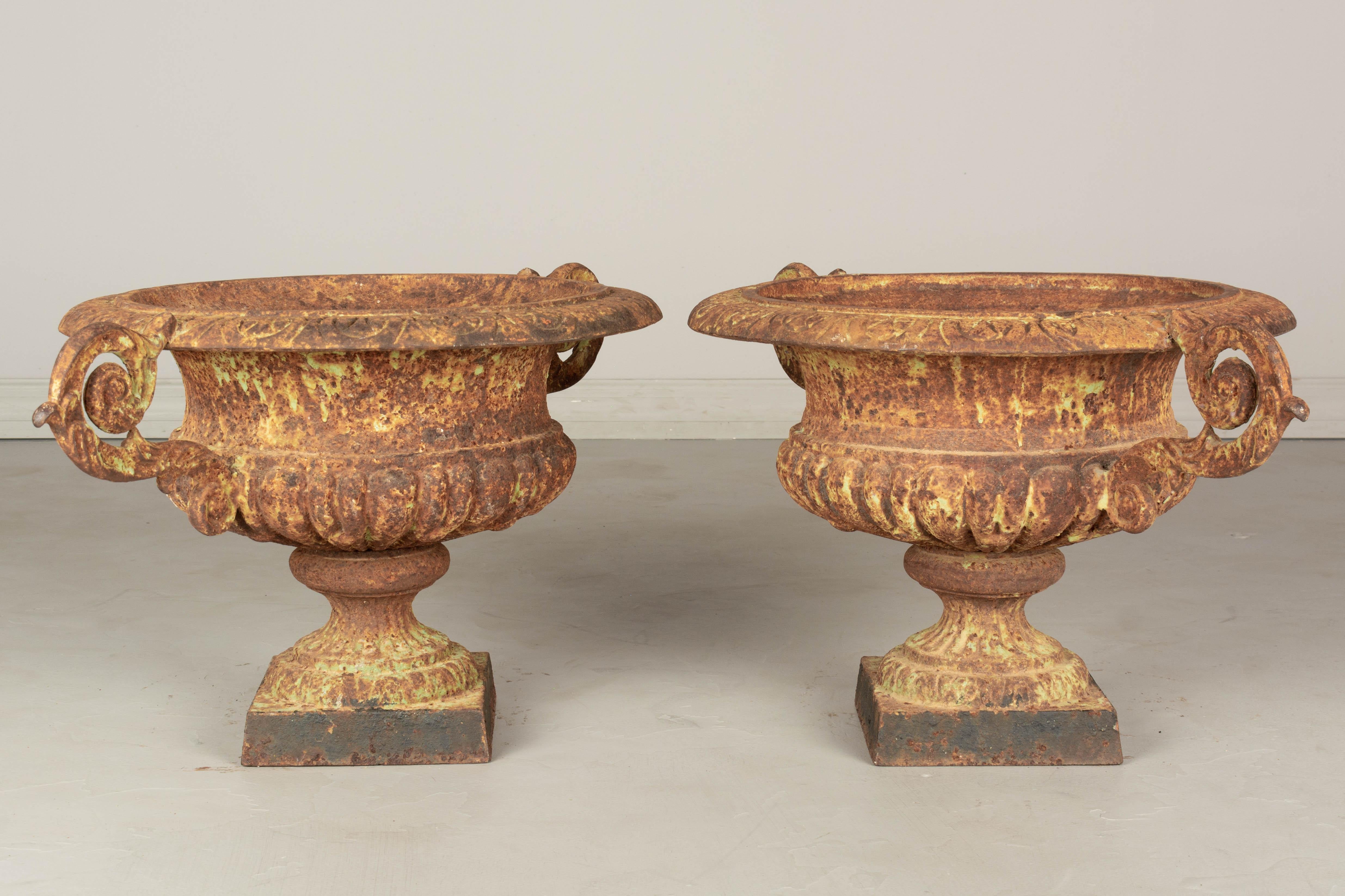 Pair of 19th Century French Cast Iron Garden Urns For Sale 1