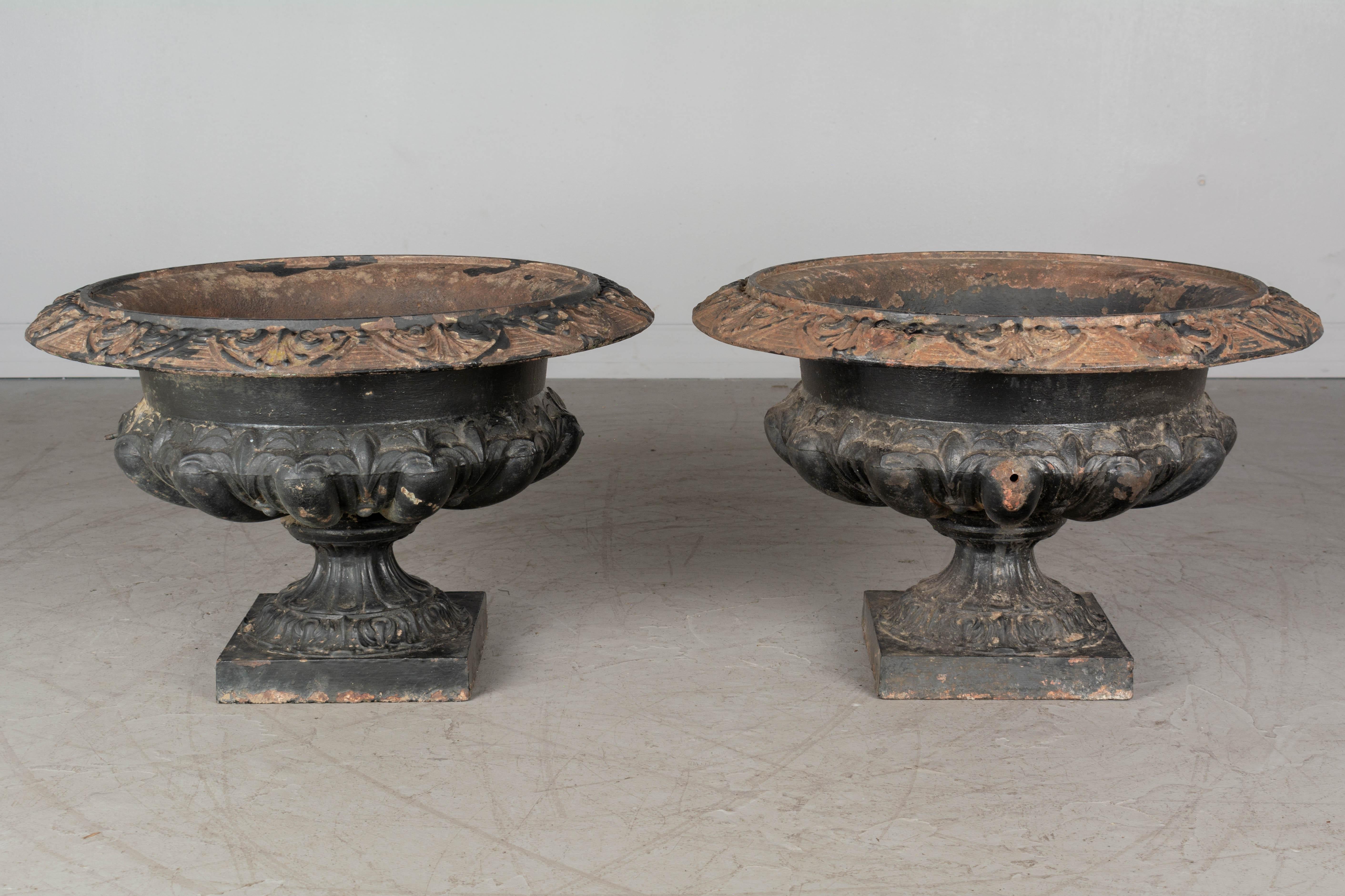 Pair of 19th Century French Cast Iron Garden Urns For Sale 2