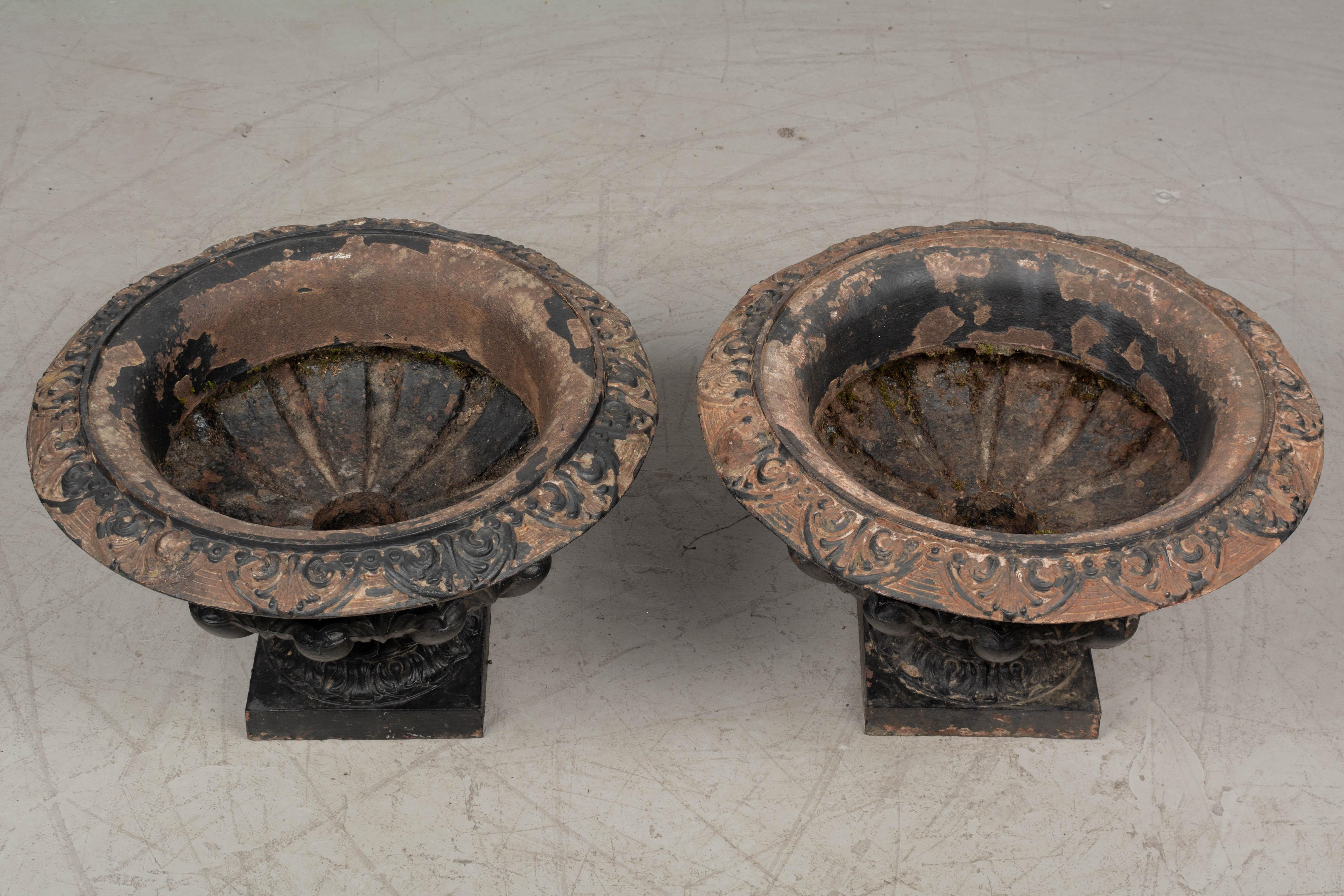 Pair of 19th Century French Cast Iron Garden Urns For Sale 5