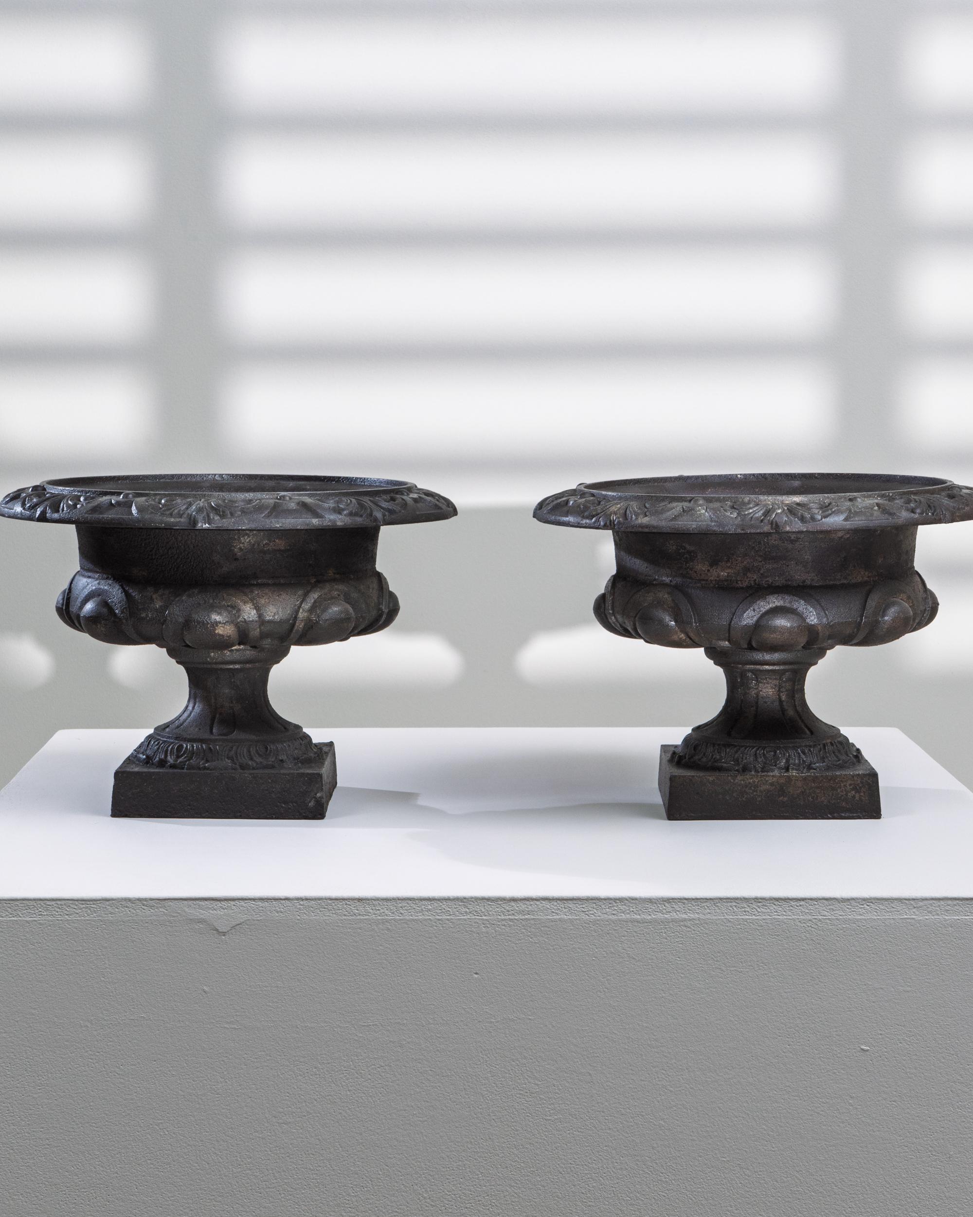 Pair of 19th Century French Cast Iron Planters en Bueno estado para la venta en High Point, NC