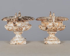 Pair of 19th Century French Cast Iron Urns