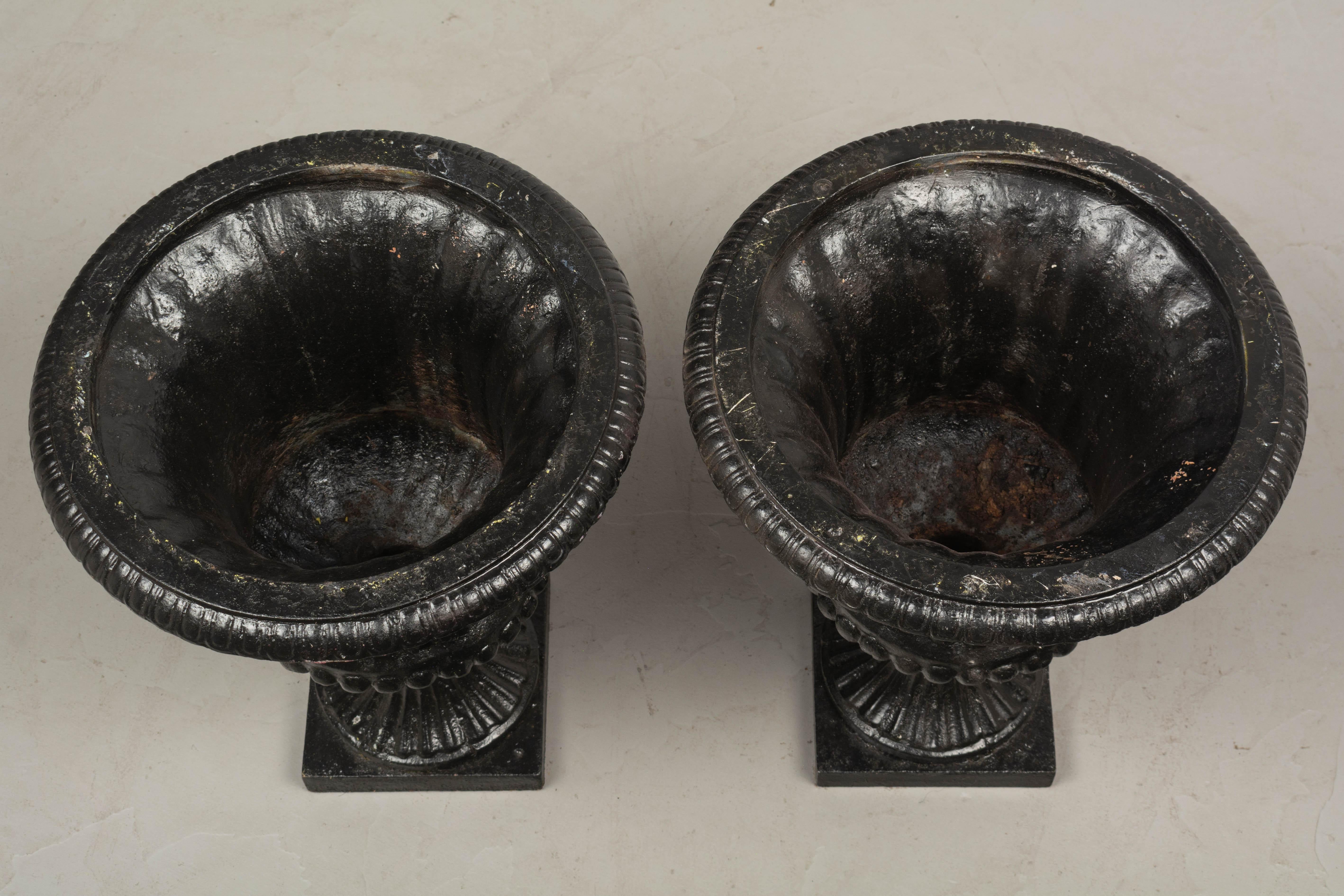 Pair of 19th Century French Cast Iron Urns For Sale 2