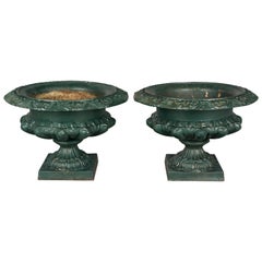 Pair of 19th Century French Cast Iron Urns