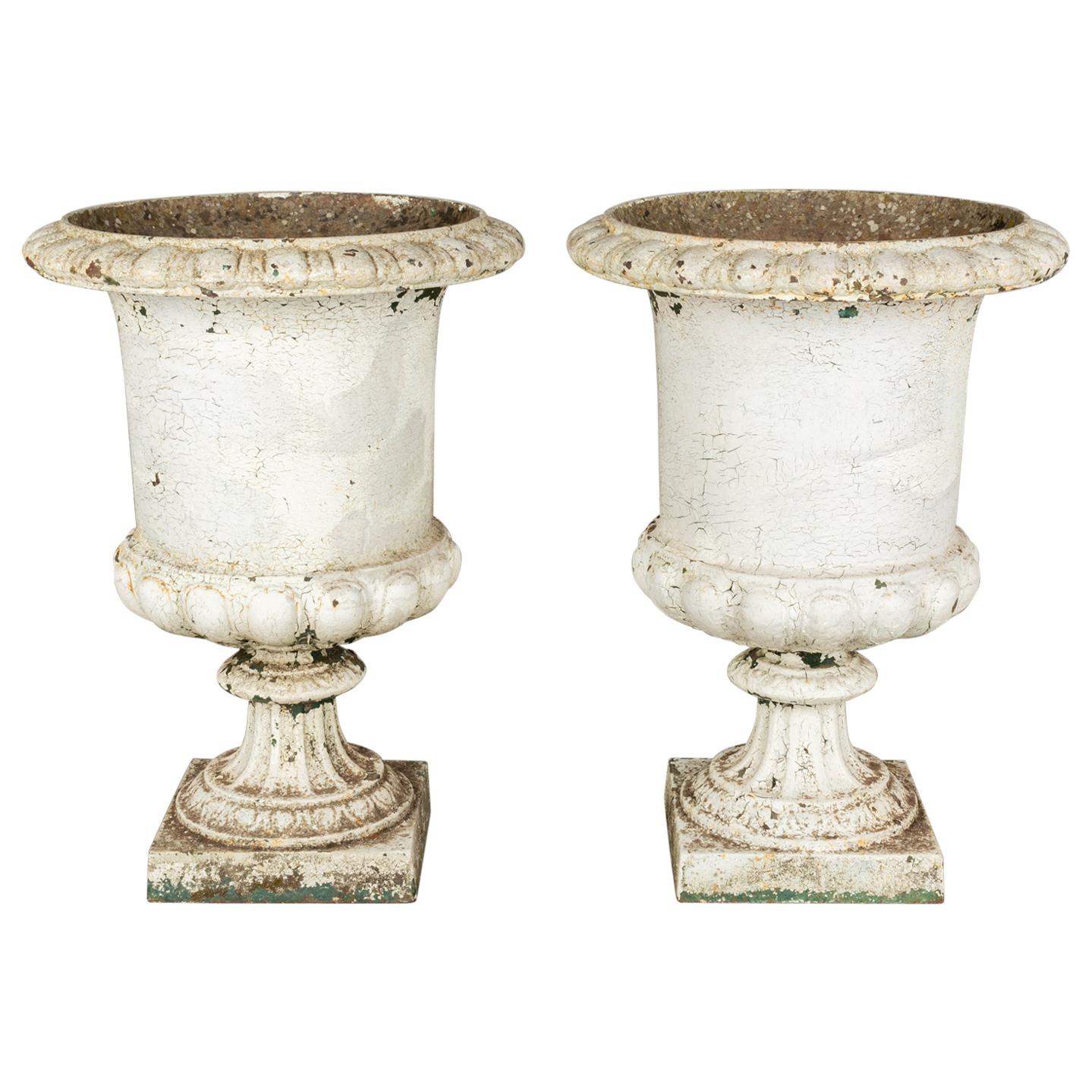 Pair of 19th Century French Cast Iron Urns