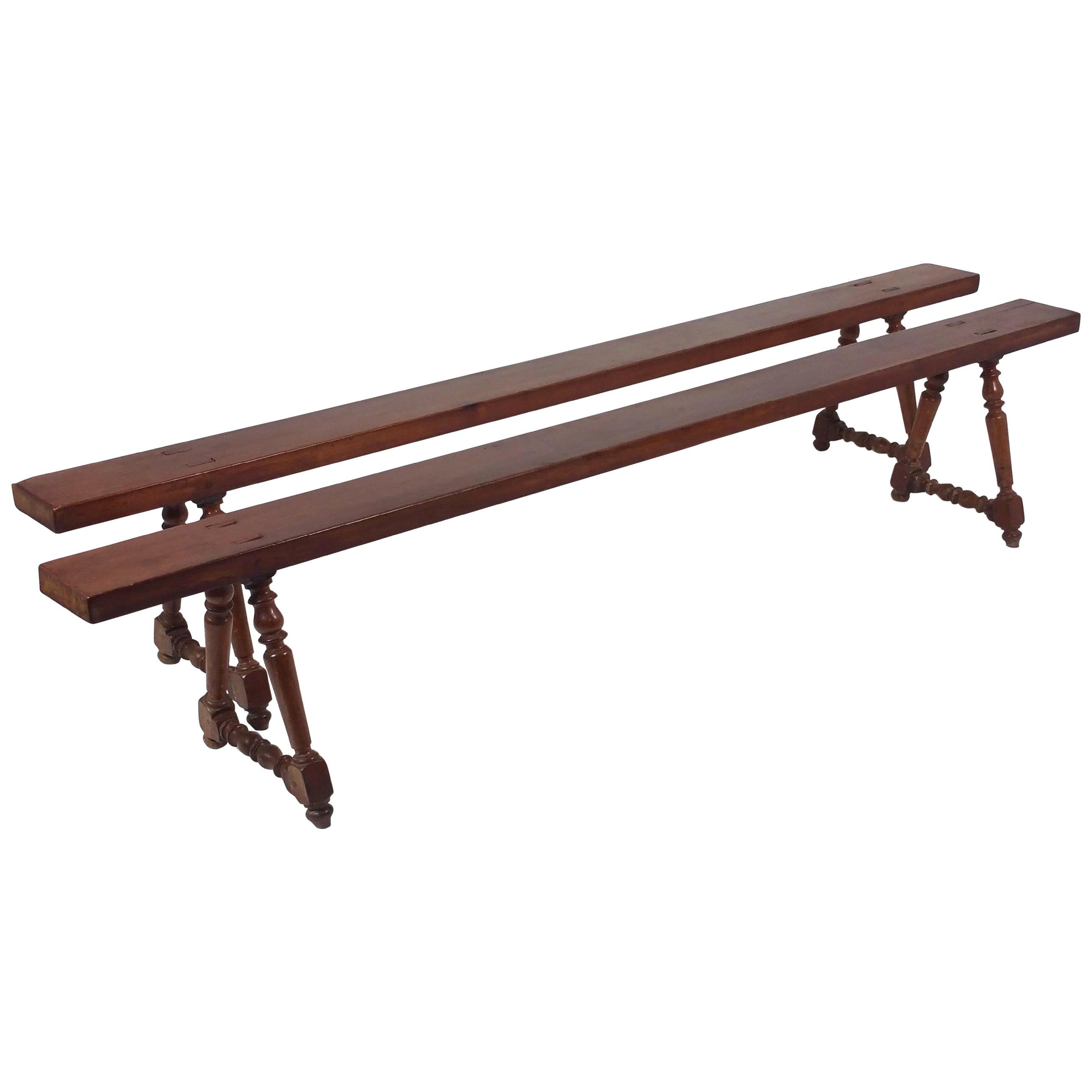 Pair of 19th Century French Cherrywood Benches For Sale