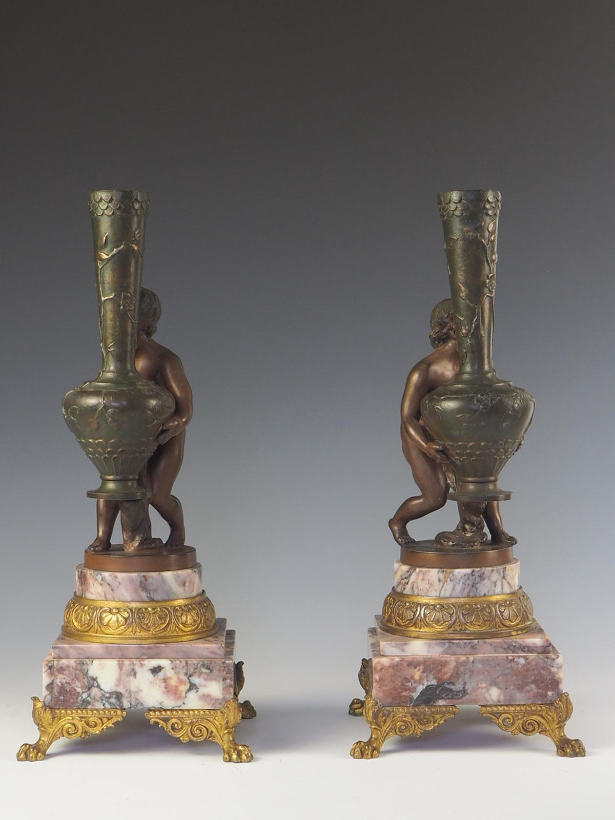 Pair of 19th Century French Cherubs 'Putti' Flower Vases 1