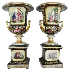 Antique Pair of 19th Century French "Chinoiserie" Porcelain Vases