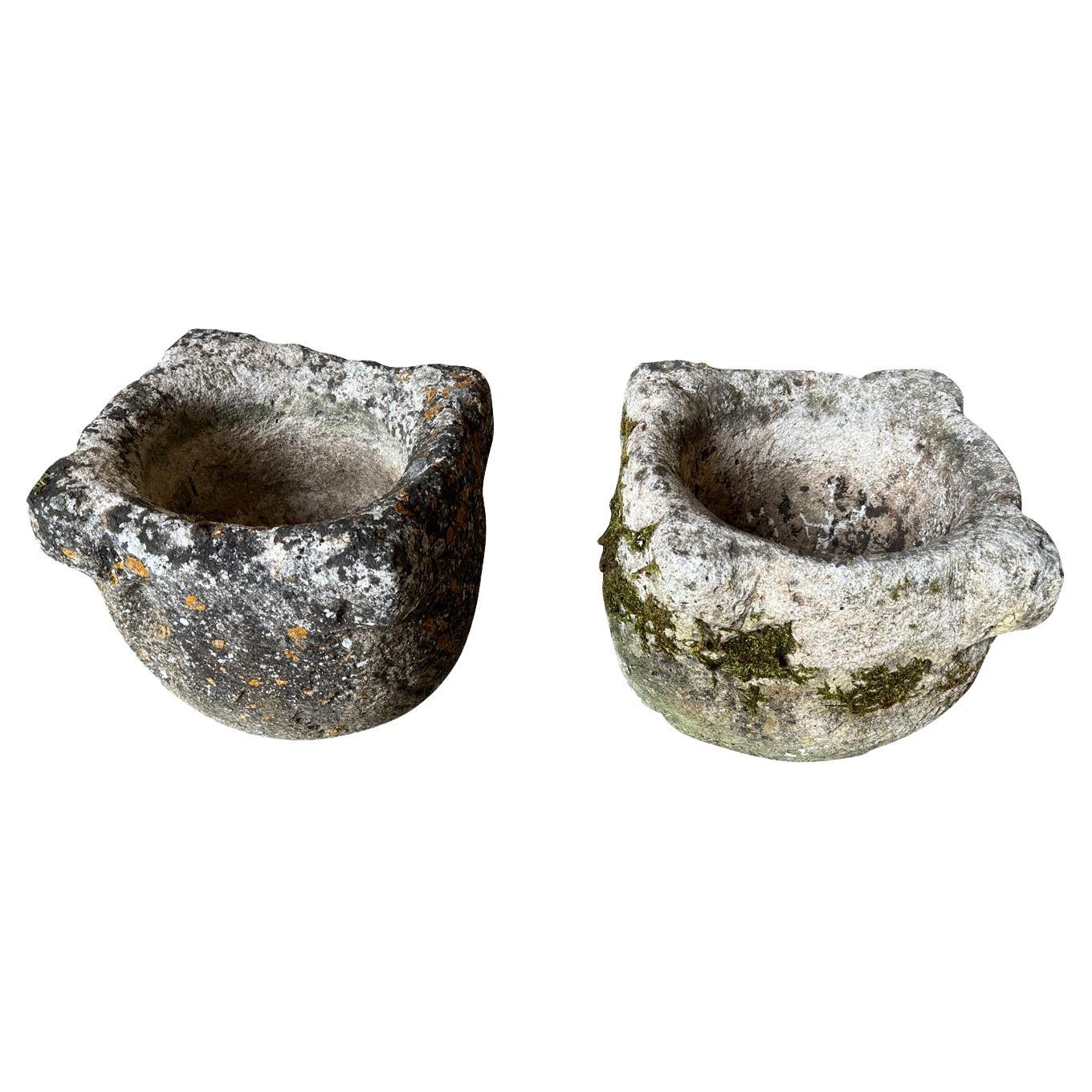Pair Of 19th Century French Coade Stone Mortars