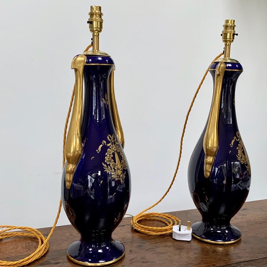 blue and gold lamps
