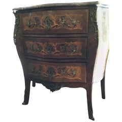 Pair of 19th Century French Commodes, Louis XV Style with Marble Tops