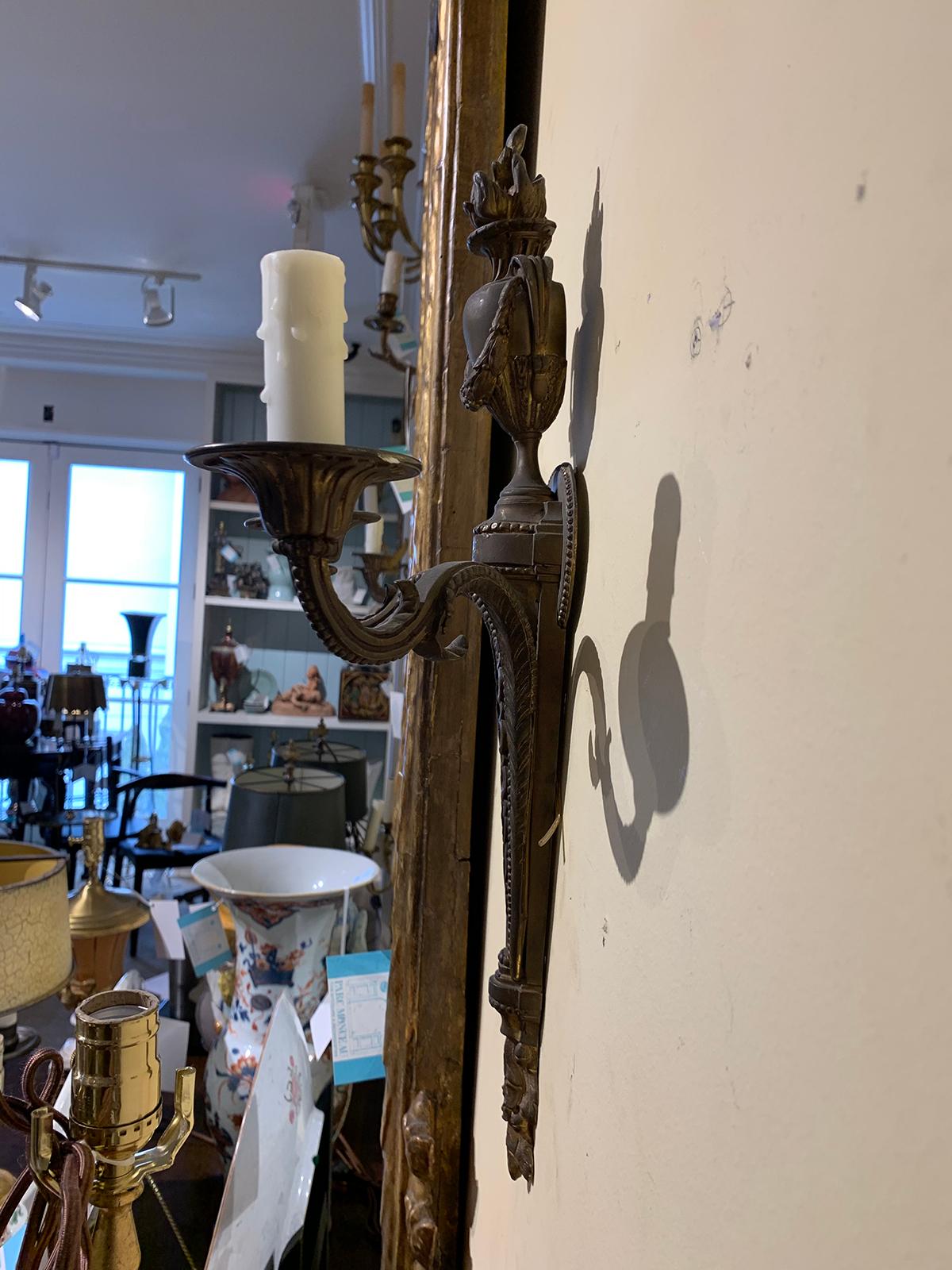 Pair of 19th Century French Continental Bronze Sconces In Good Condition For Sale In Atlanta, GA