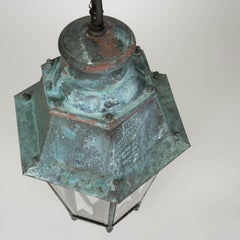 Pair of 19th Century French Copper and Glass Paneled Lanterns